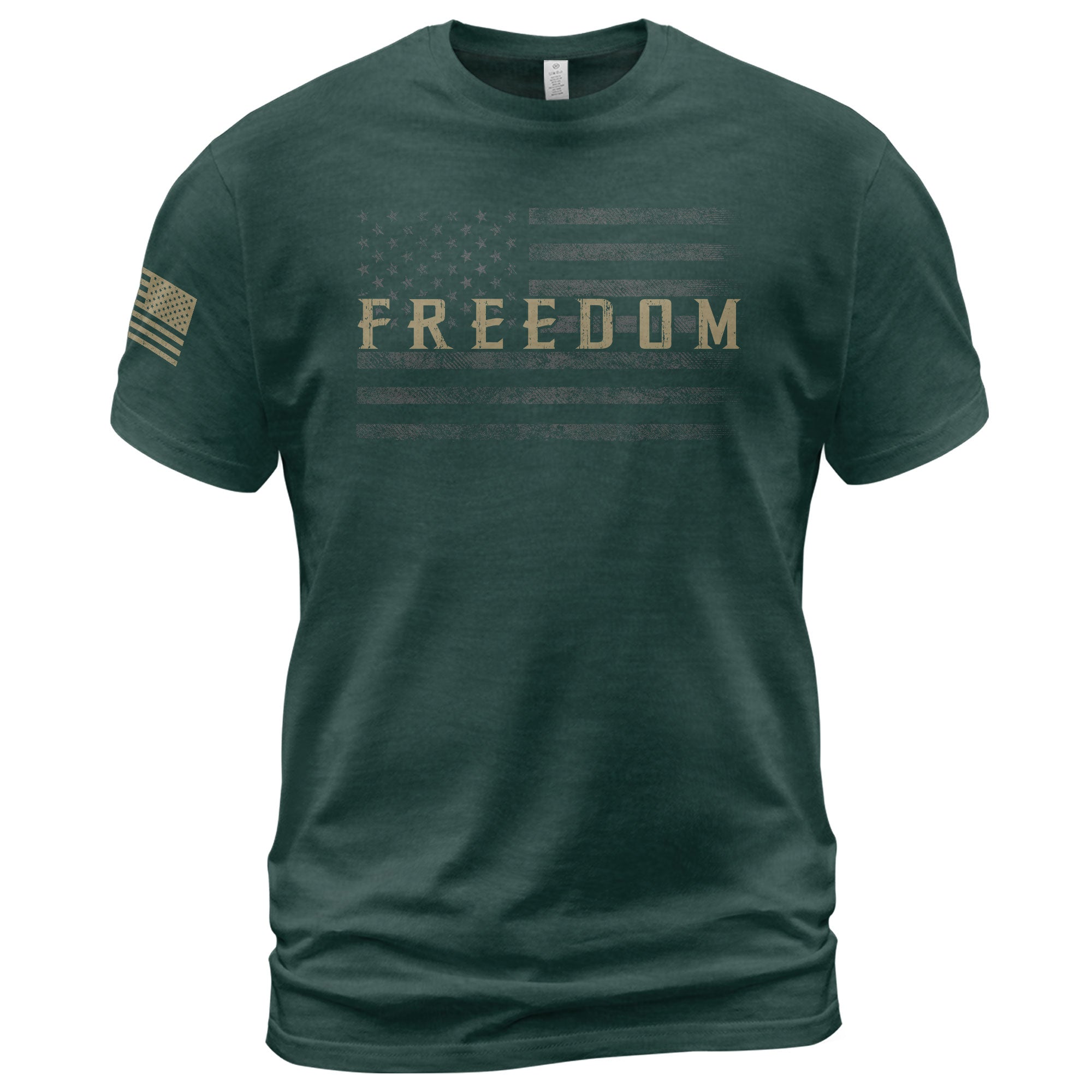 Freedom Distressed American Flag Military Style T-Shirt