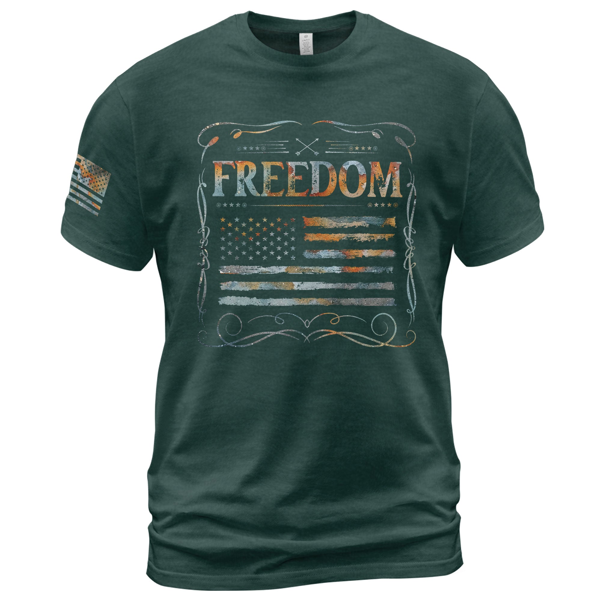 Freedom Rustic Flag Patriotic Tribute T-Shirt