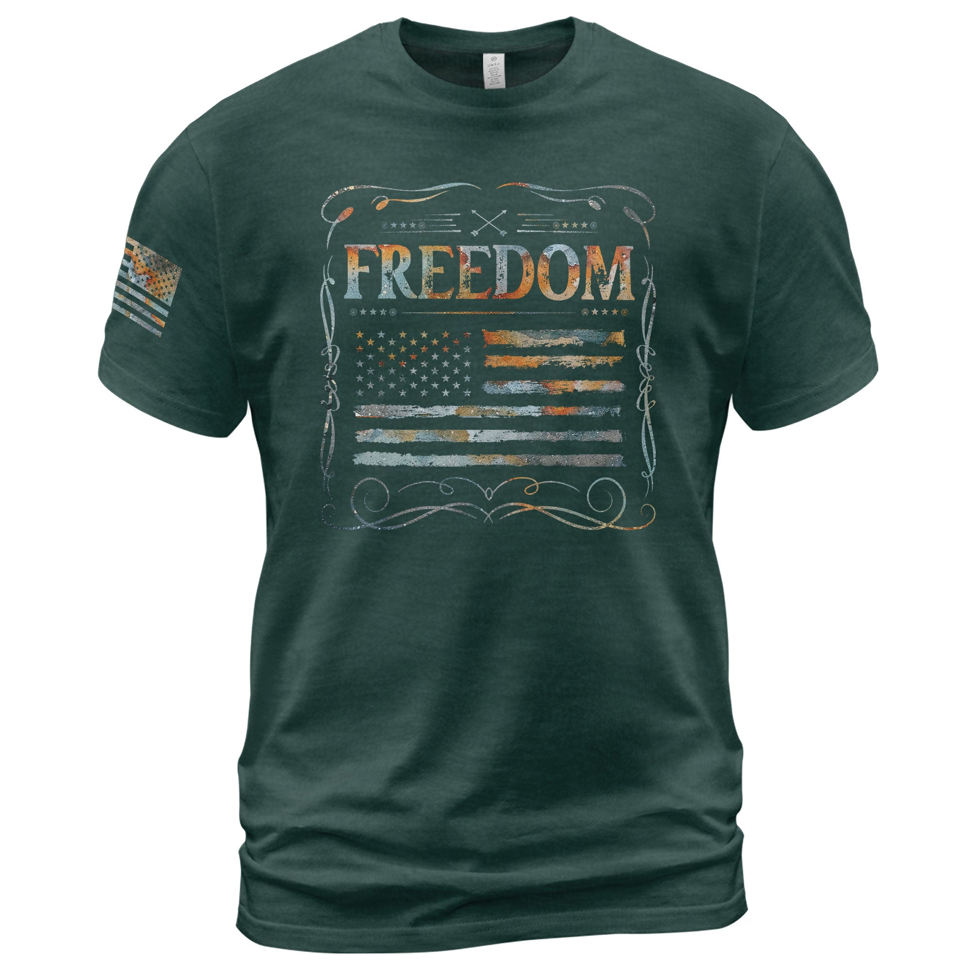 Freedom Rustic Flag Patriotic Tribute T-Shirt