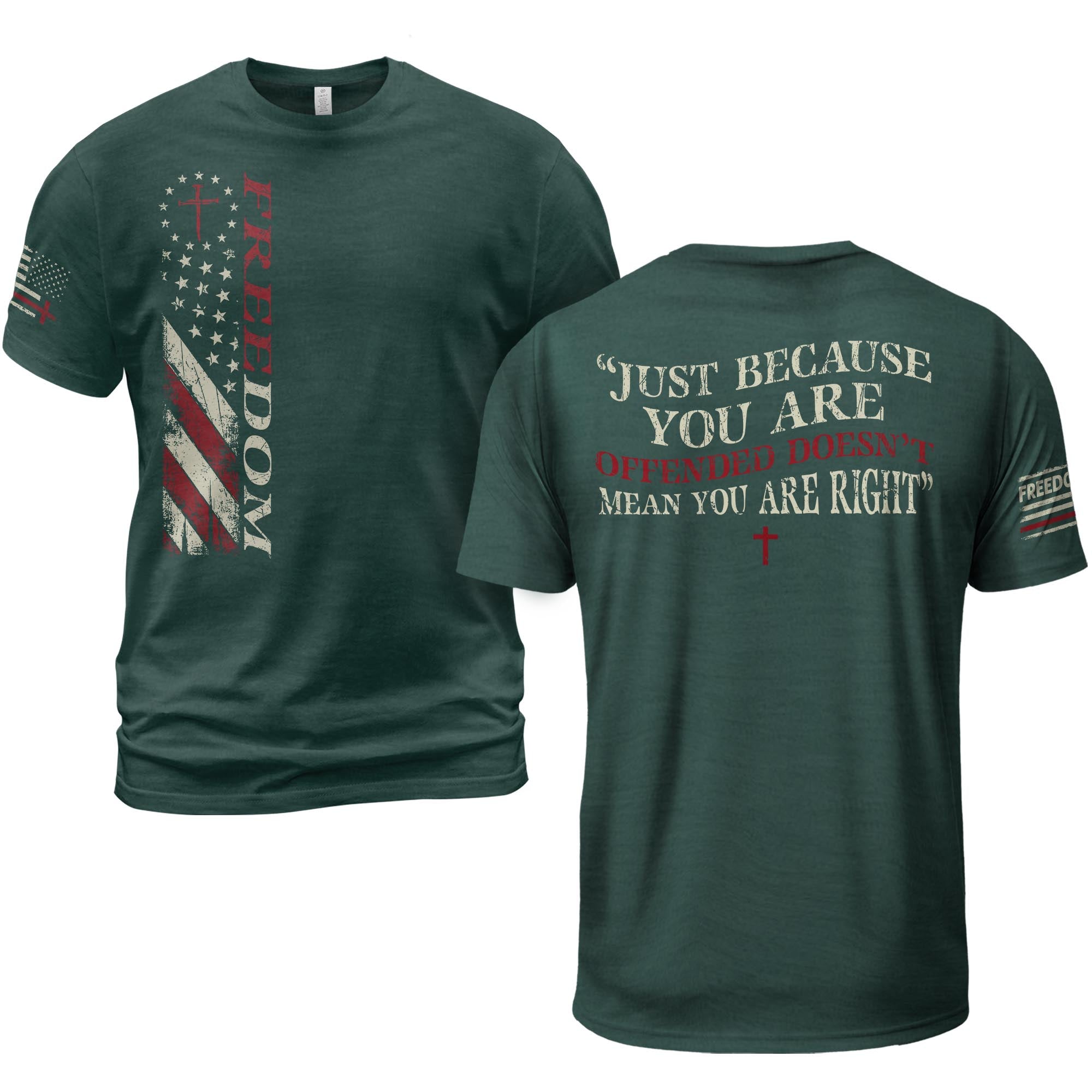 Freedom Memorial Patriotic American Flag & Bold Quote T-Shirt