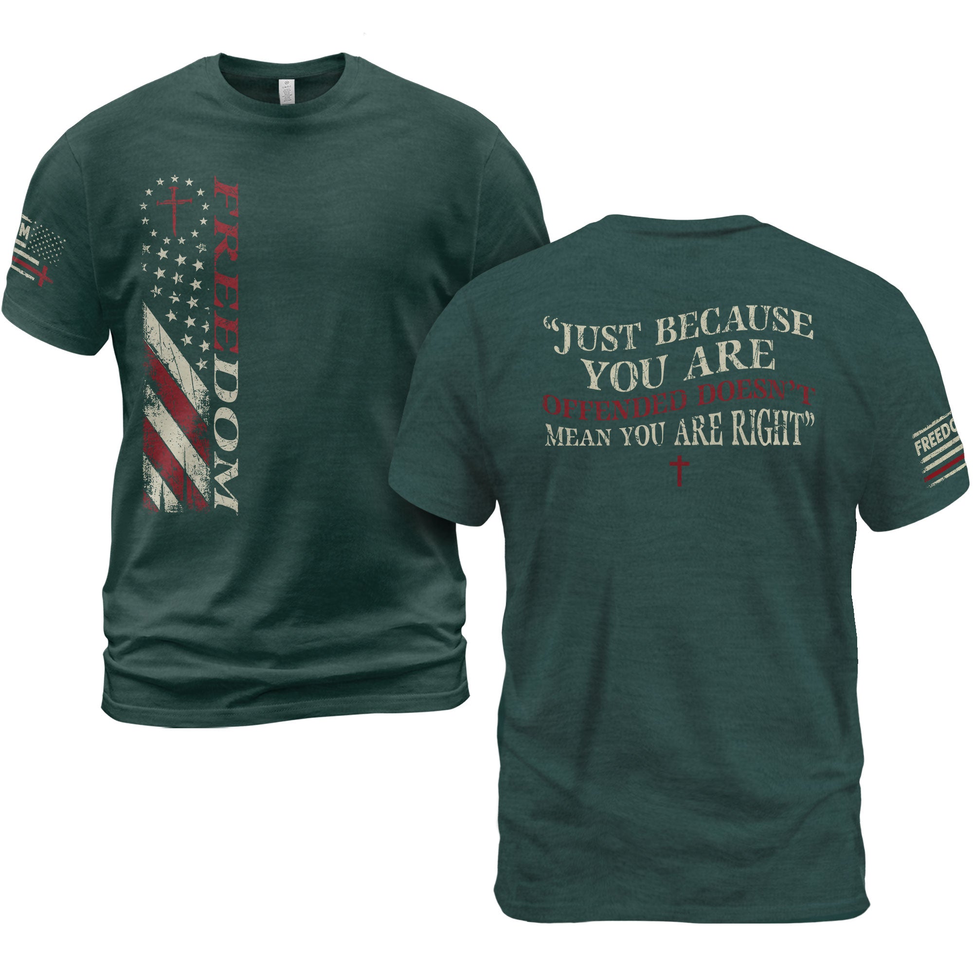 Freedom Memorial Patriotic American Flag & Bold Quote T-Shirt