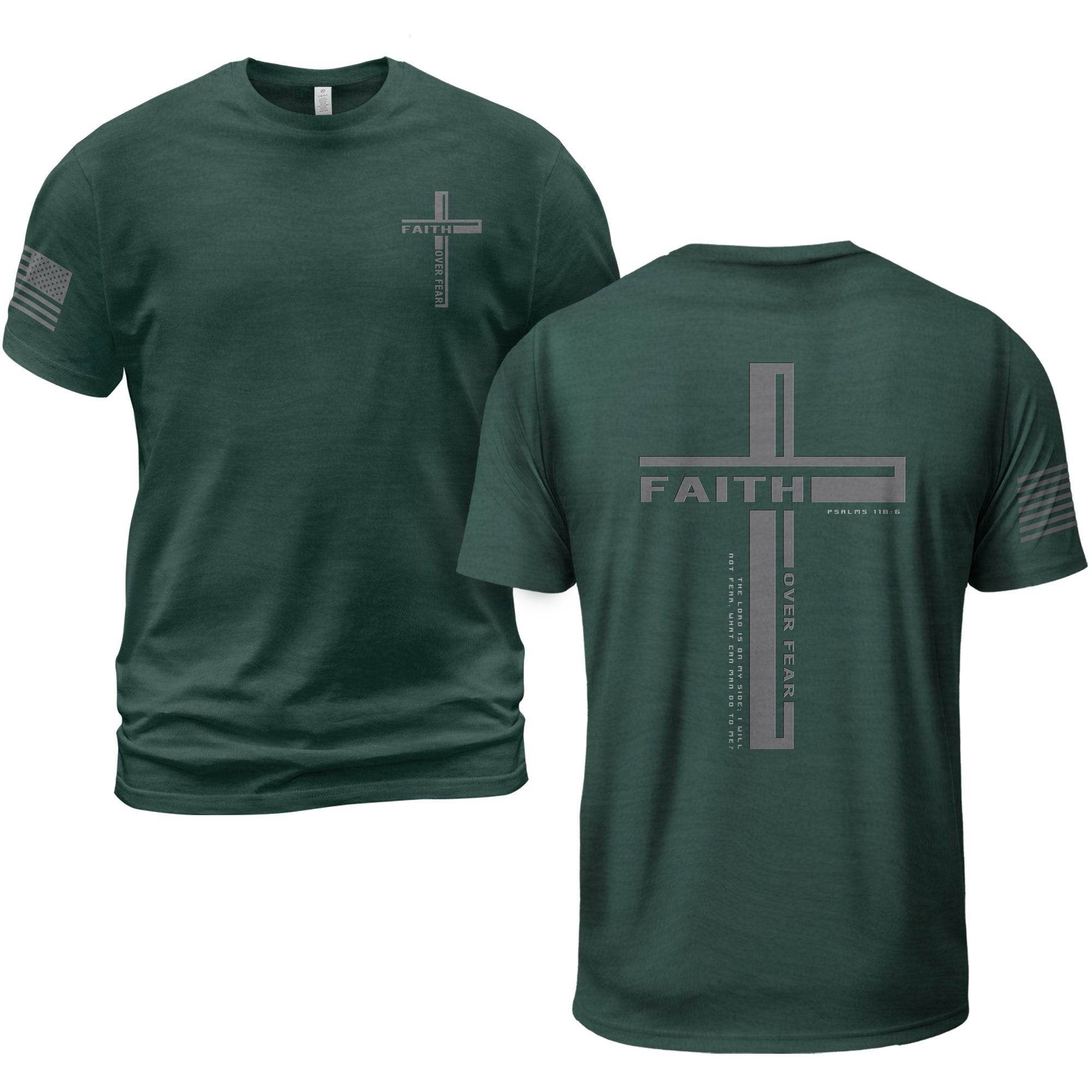 Faith Over Fear Psalm 118:6 Cross Graphic T-Shirt - Rust Field Wear