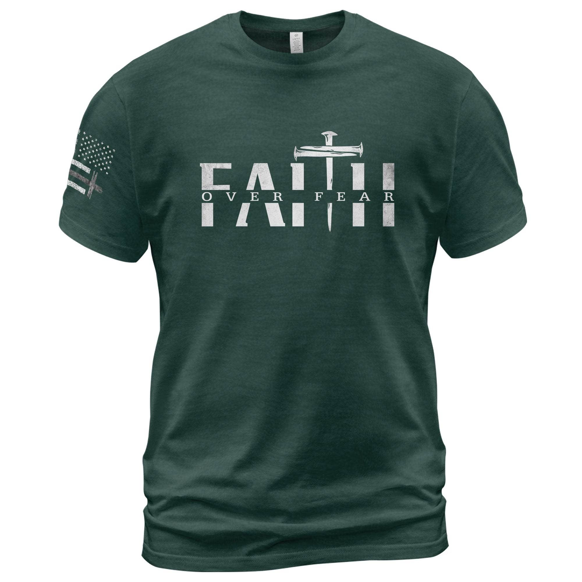 Faith Over Fear Sword Cross Graphic T-Shirt - Rust Field Wear