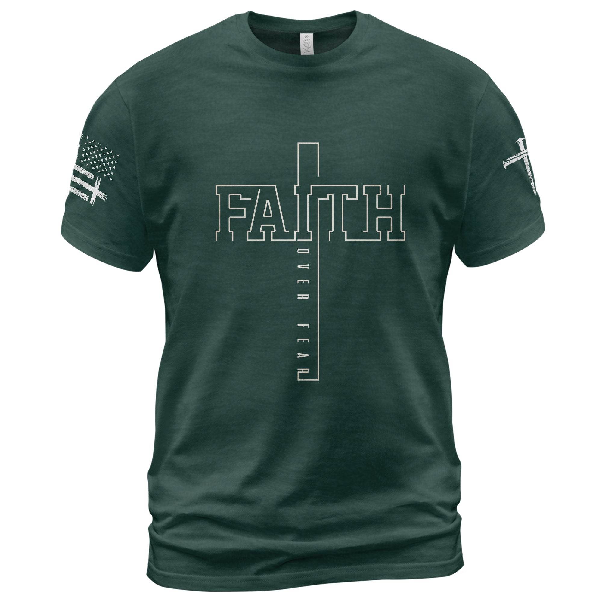 Faith Over Fear Bold Cross Typography T-Shirt - Rust Field Wear