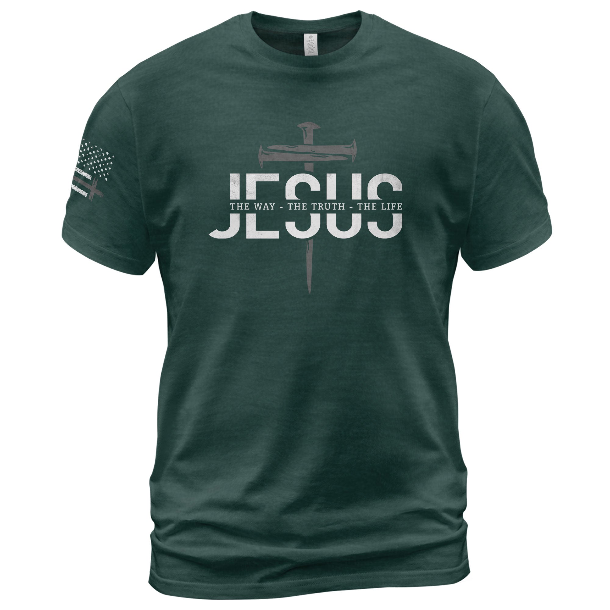 Jesus The Way The Truth The Life Christian T Shirt Cross Nail Design