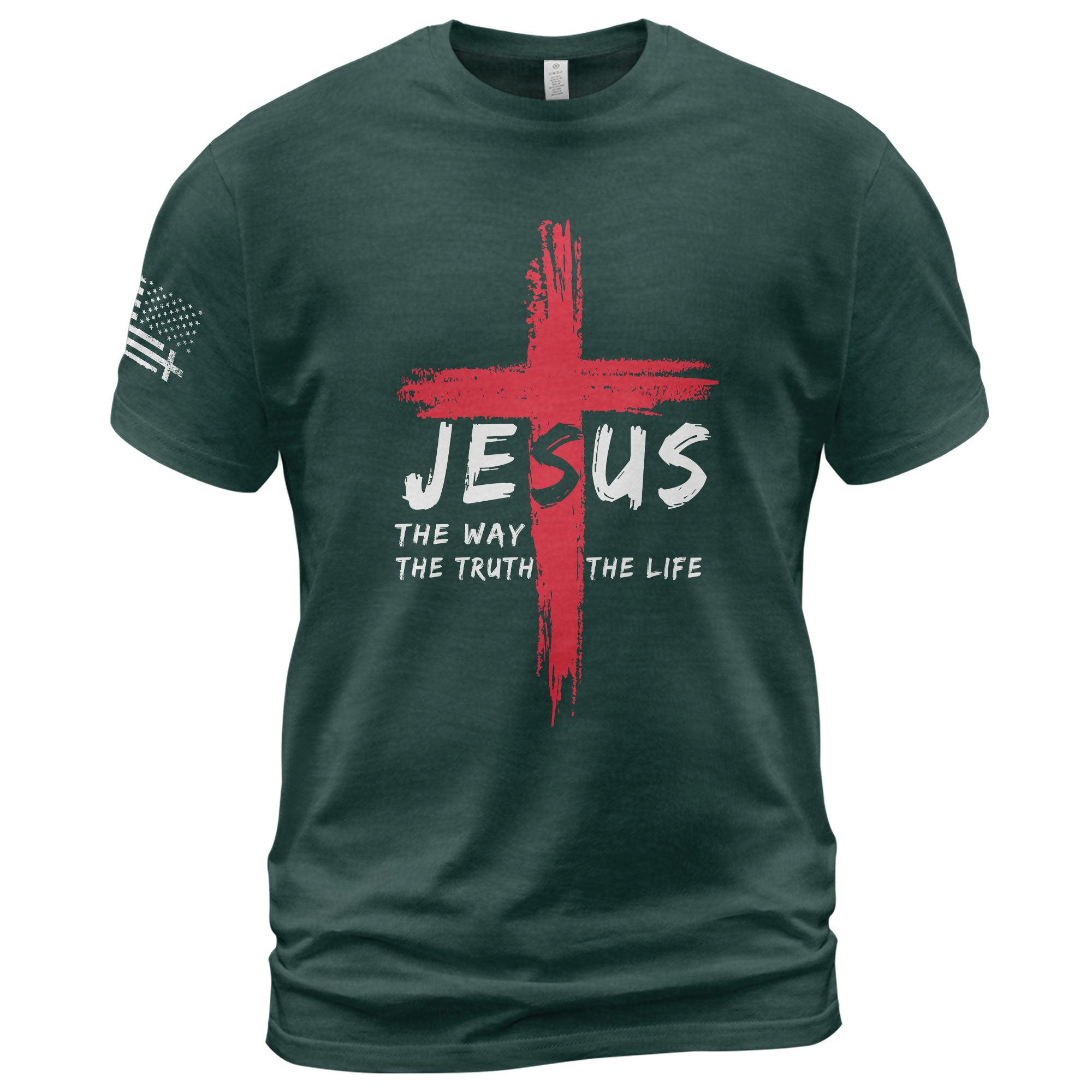 Jesus The Way The Truth The Life Red Cross Christian T-Shirt