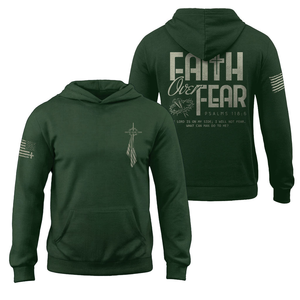 Faith Over Fear American Flag Cross Psalms 118 6 Christian Hoodie