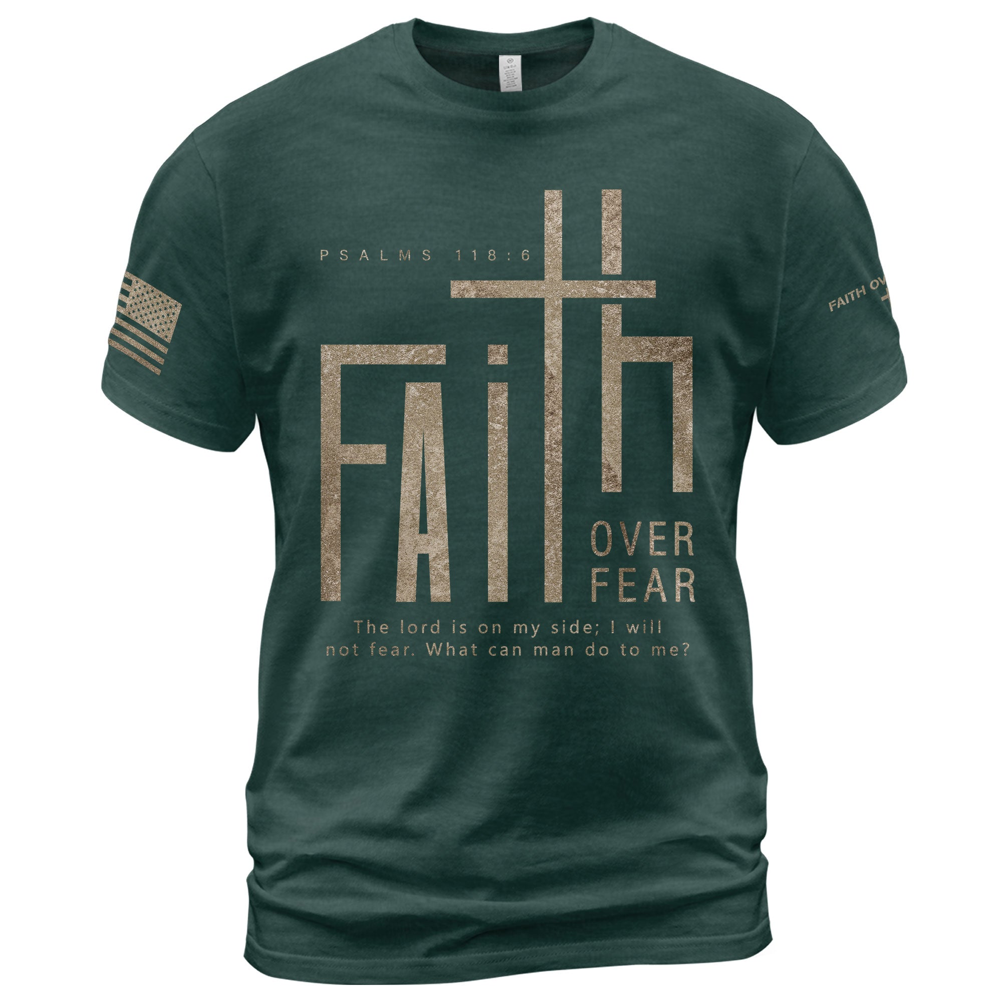Minimal Faith Over Fear Psalms 118 6 Cross Christian T-Shirt