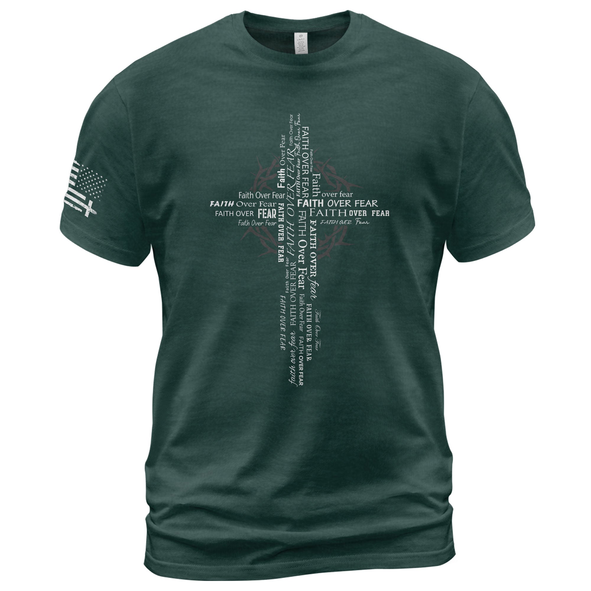 Faith Over Fear Typography Cross Christian T-Shirt