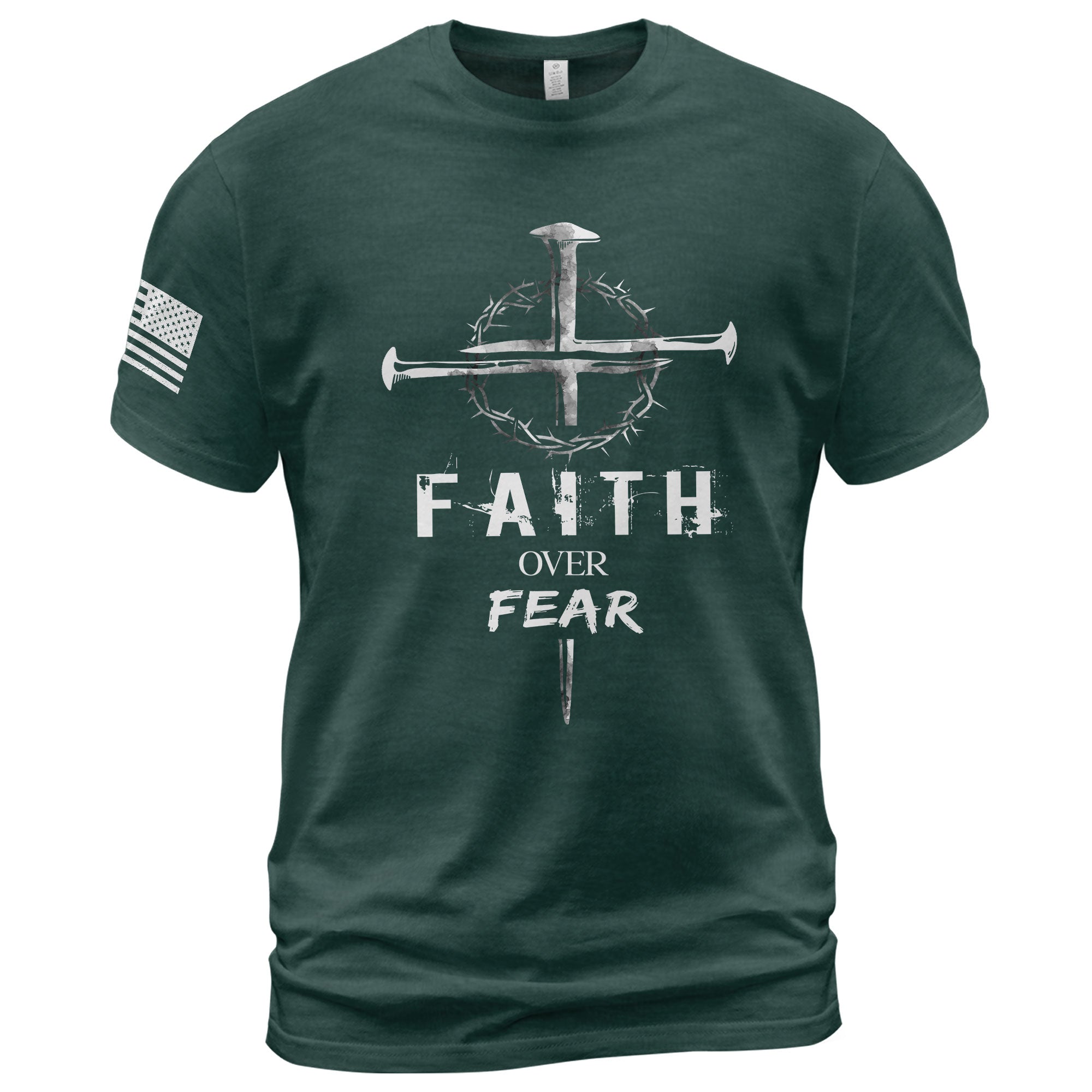 Faith Over Fear Christian Nail Cross Crown Thorns Religious Shirt