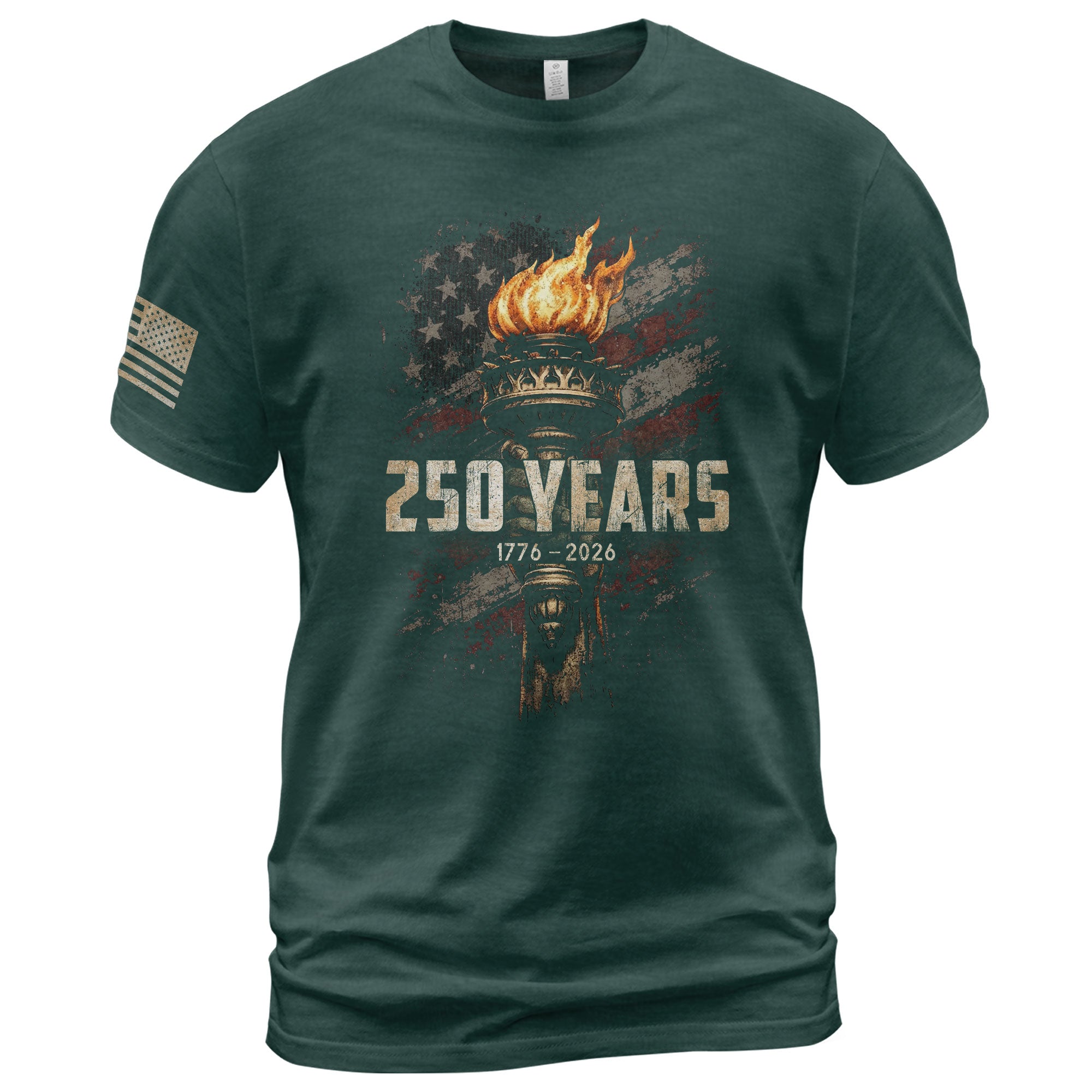 USA 250th Anniversary Shirt 1776-2026 American Flag Liberty Torch Patriotic for Men