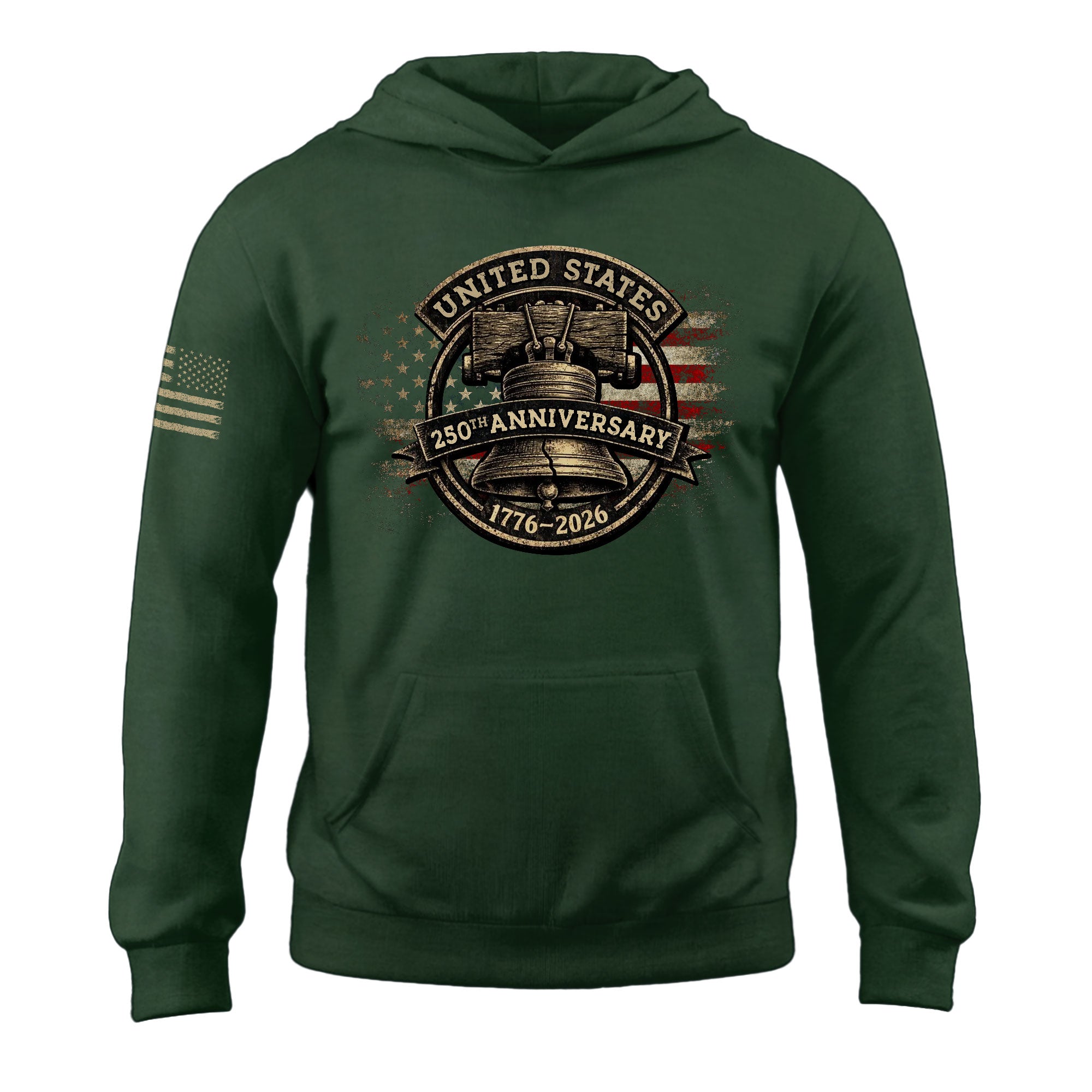 USA 250th Anniversary Hoodie 1776-2026 Liberty Bell Patriotic American Men
