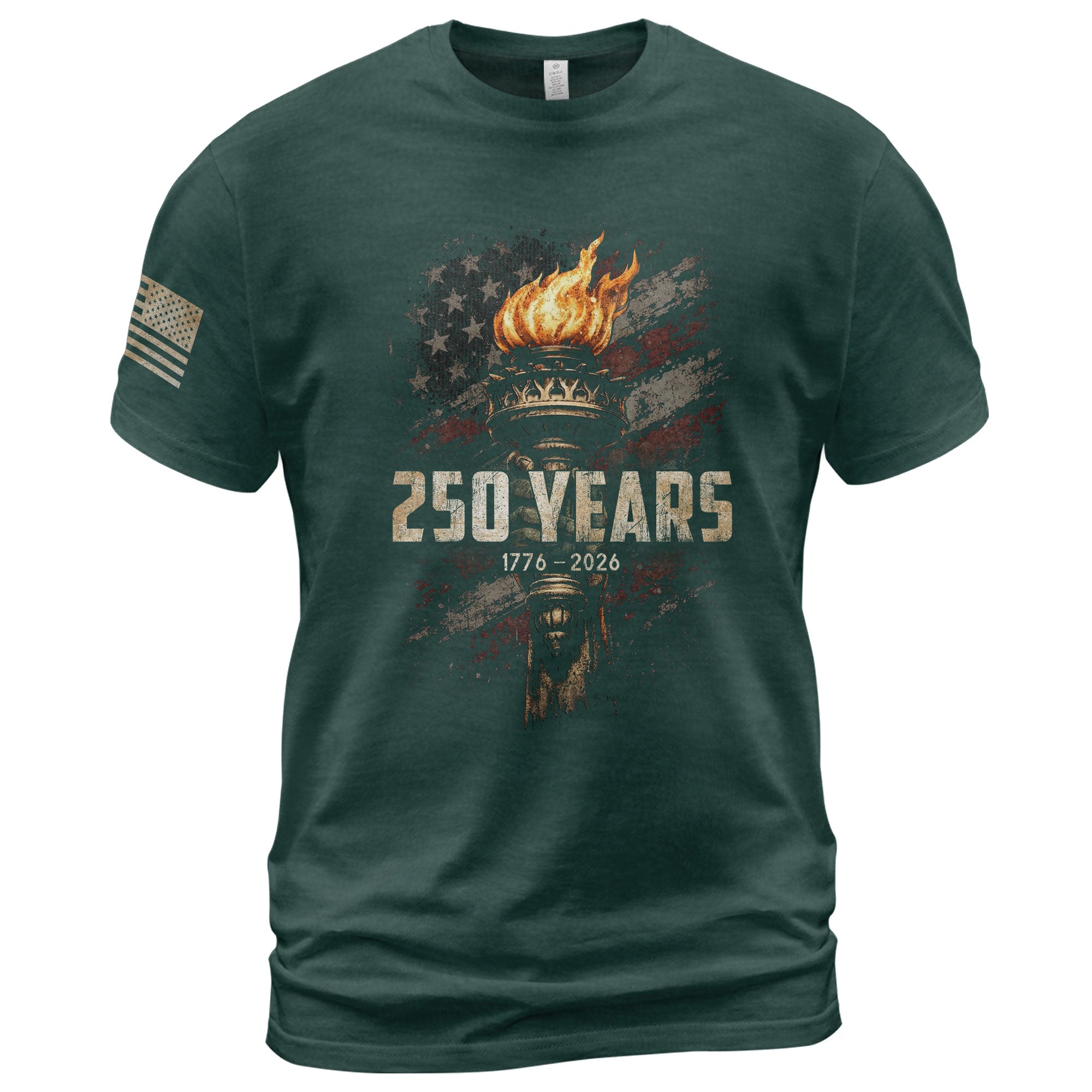 USA 250th Anniversary Shirt 1776-2026 American Flag Liberty Torch Patriotic for Men