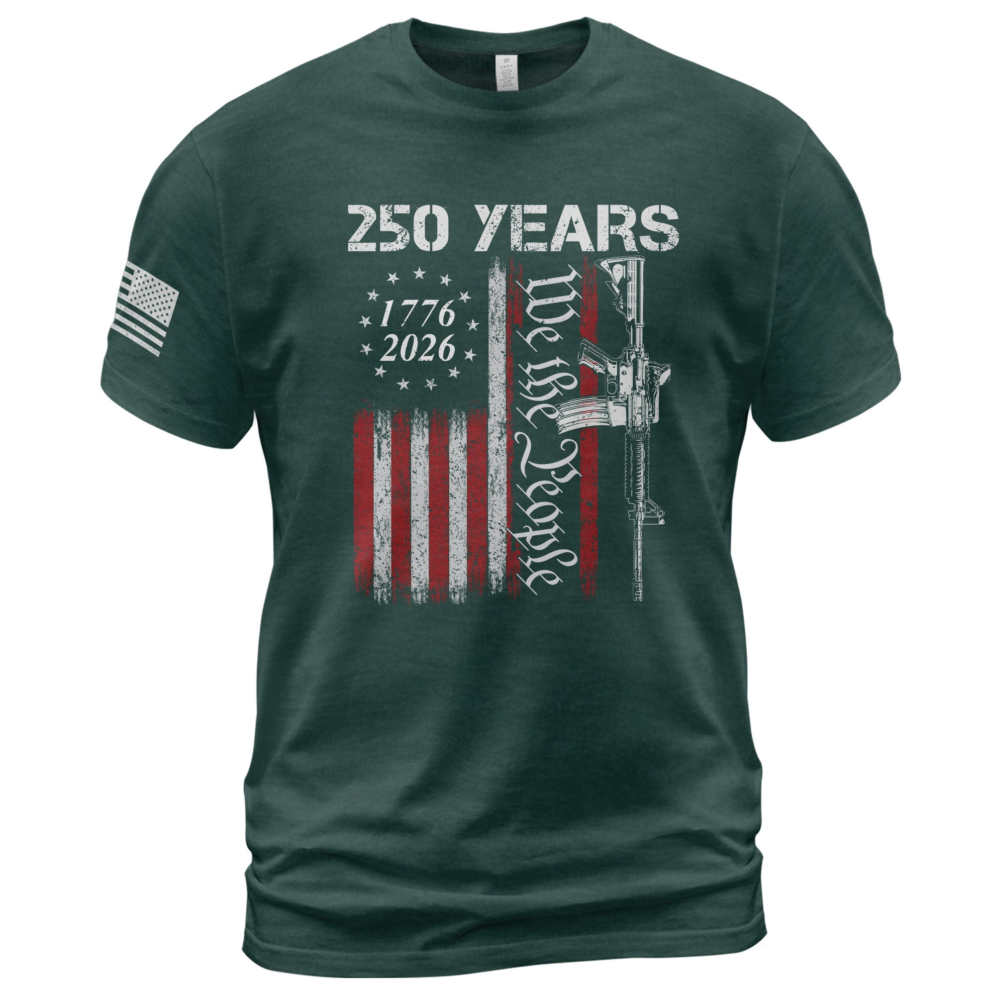 250 Years We The People T-Shirt – Vintage USA Flag 1776–2026 Independence Tee
