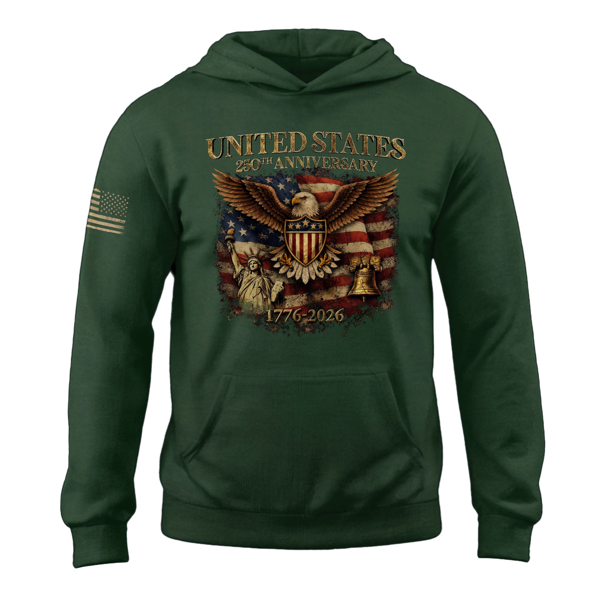 USA 250th Anniversary Semiquincentennial 250 Years Hoodie 1776-2026 USA Flag Eagle Liberty Bell