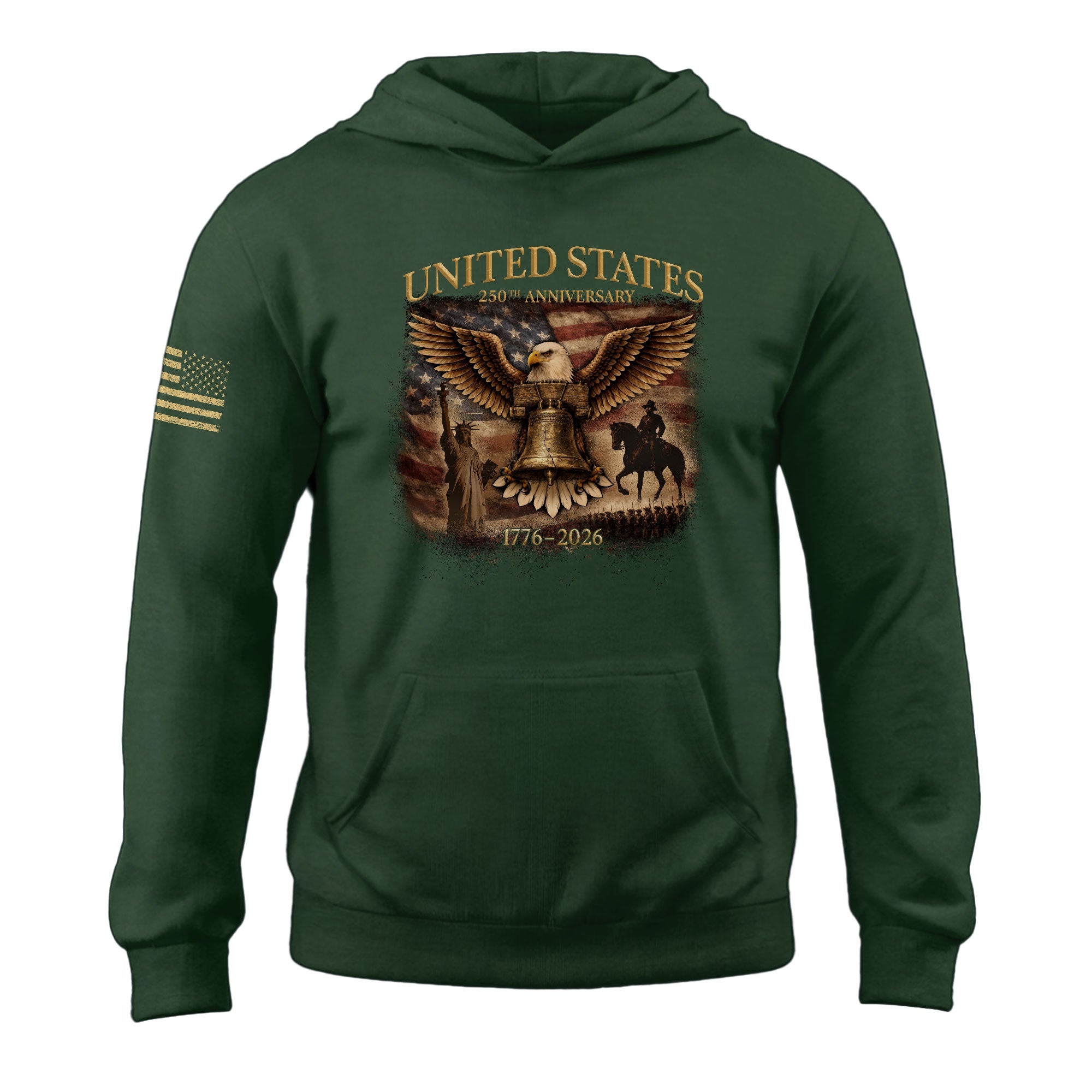 USA 250th Anniversary Semiquincentennial Hoodie 1776-2026 Eagle Liberty Bell Statue of Liberty Patriotic