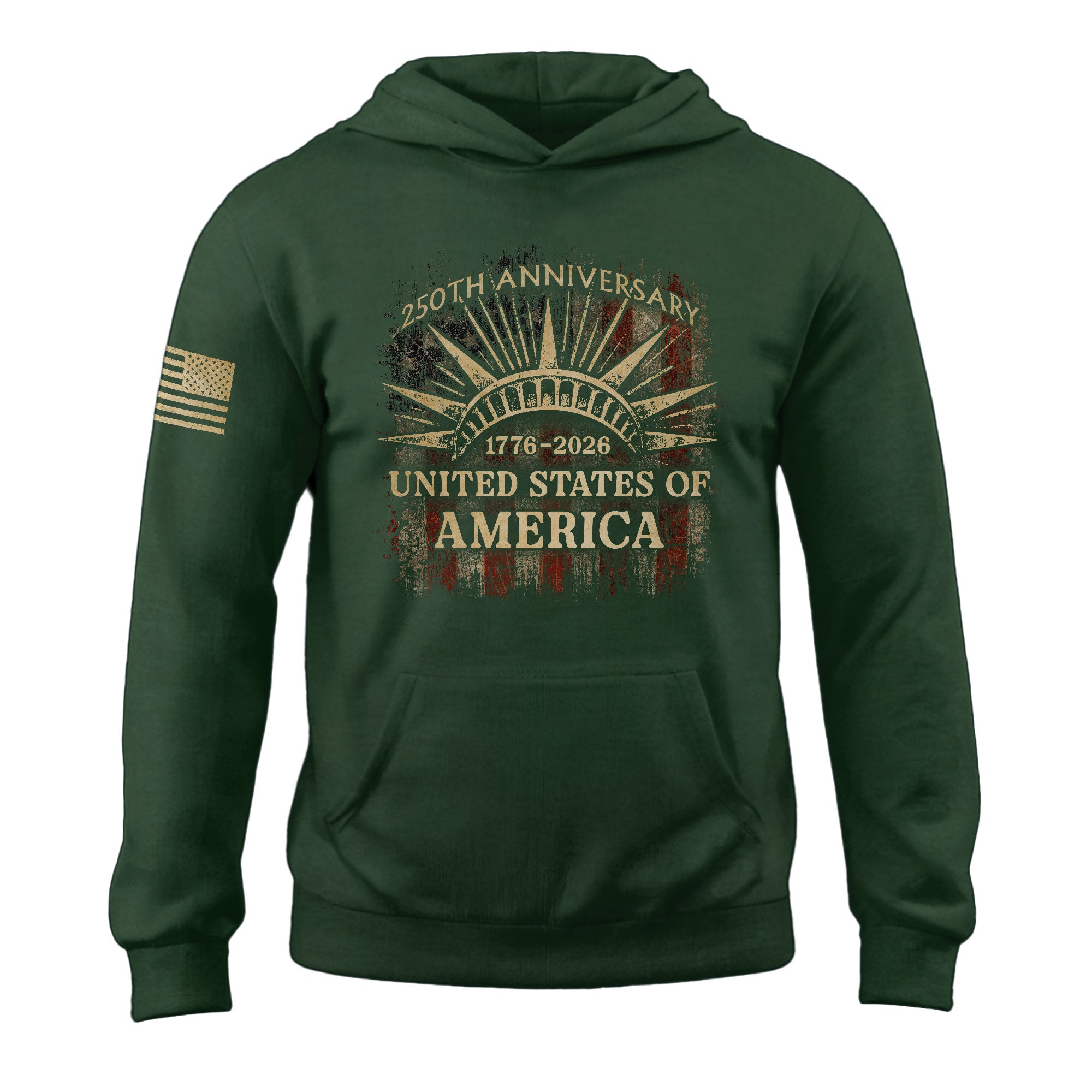 250th Anniversary USA Hoodie 1776–2026, Vintage American Heritage Freedom Celebration Unisex Hoodie