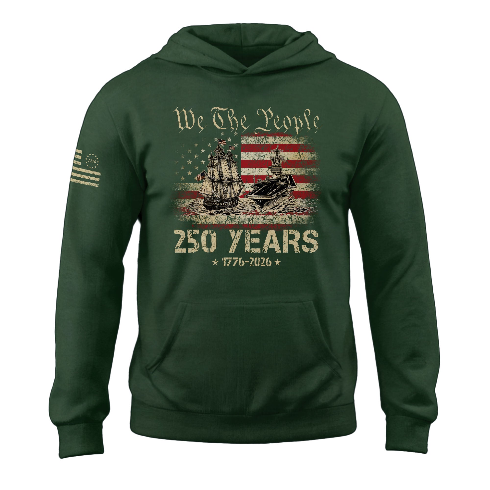 USA 250th Anniversary Hoodie 250 Years Semiquincentennial 1776-2026 We The People Navy Battleship Patriotic