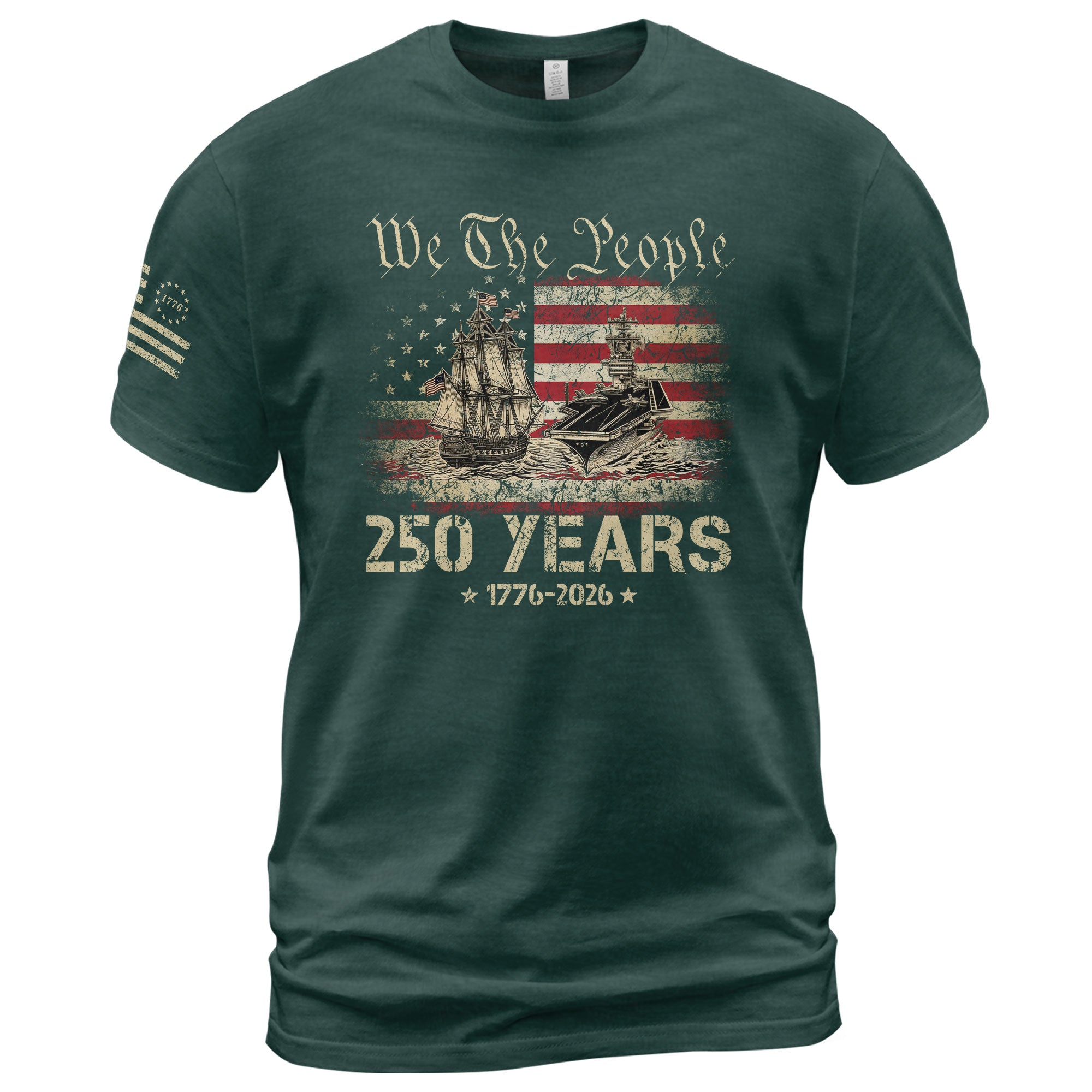 USA 250th Anniversary Shirt 250 Years Semiquincentennial 1776-2026 We The People Navy Battleship Patriotic