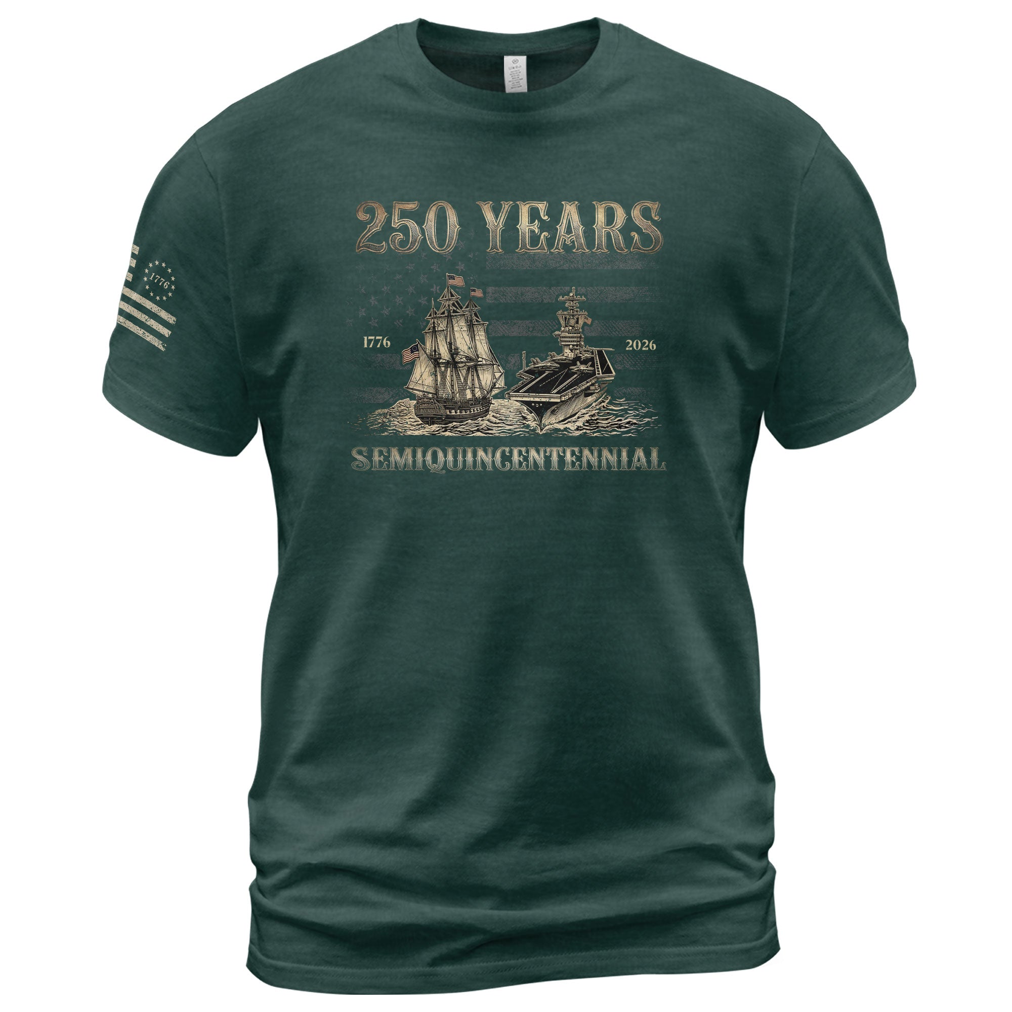 USA 250th Anniversary Shirt Semiquincentennial 1776-2026 Retro American Sailing Ship Patriotic Tee
