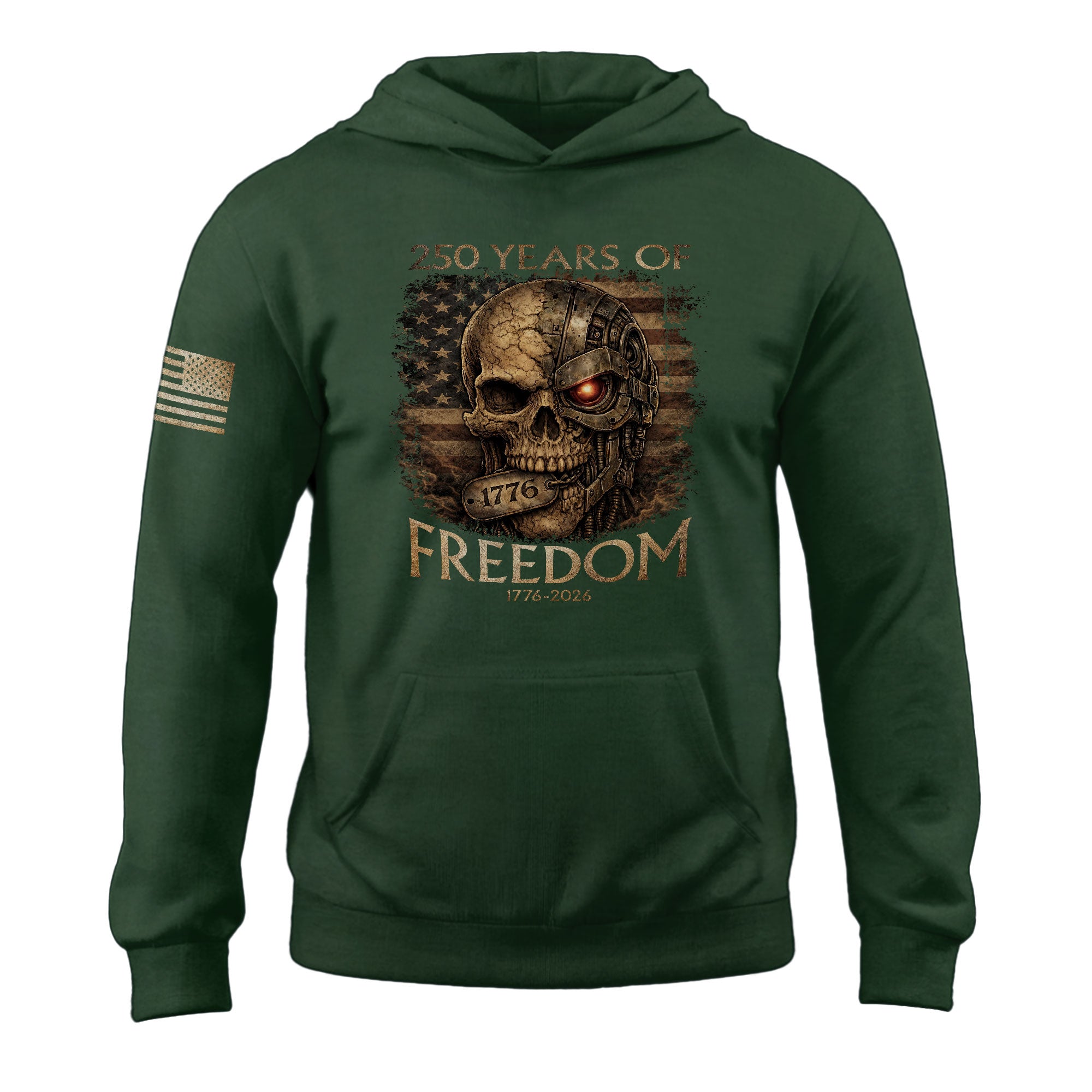 USA 250th Anniversary 250 Years of Freedom Semiquincentennial Hoodie 1776-2026 Vintage Cyber Skull Patriotic