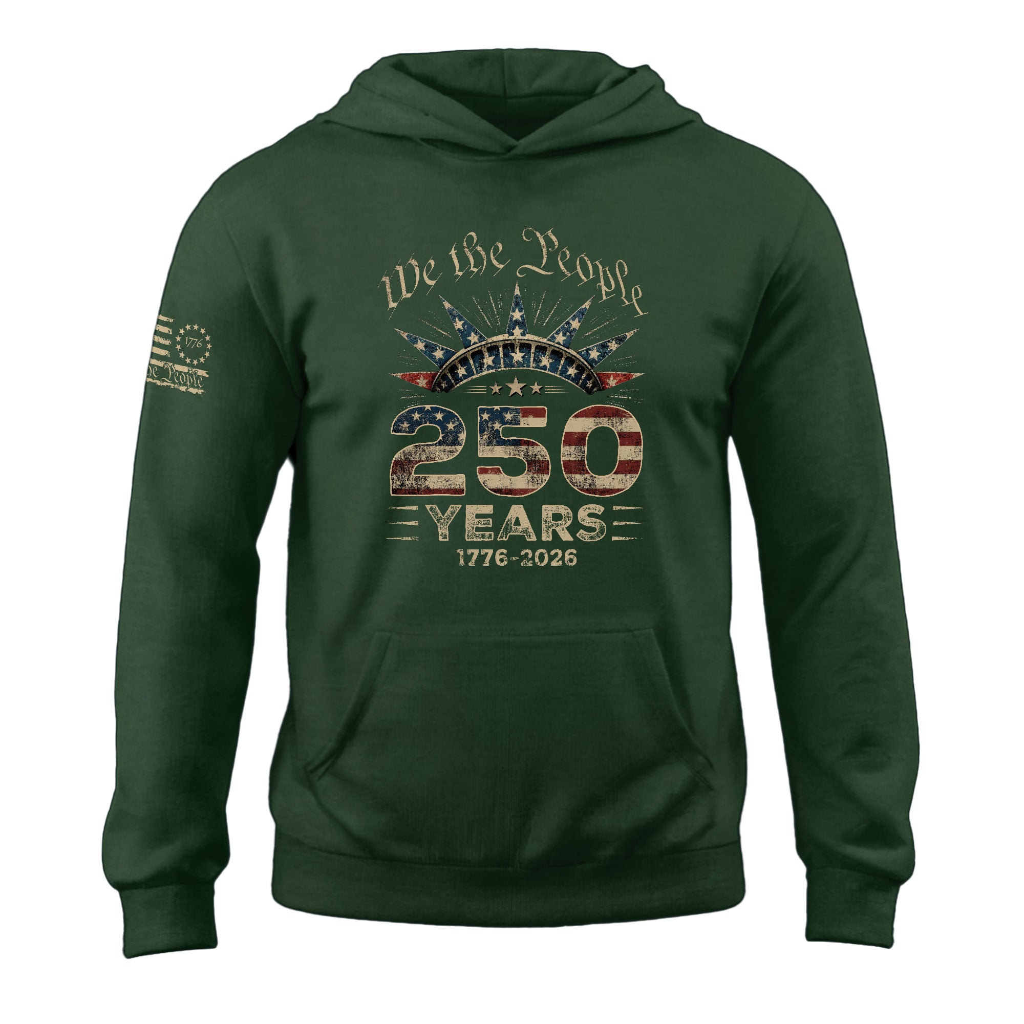 America 250 Years Anniversary Hoodie 1776–2026, Patriotic Vintage American Flag Celebration Hoodie