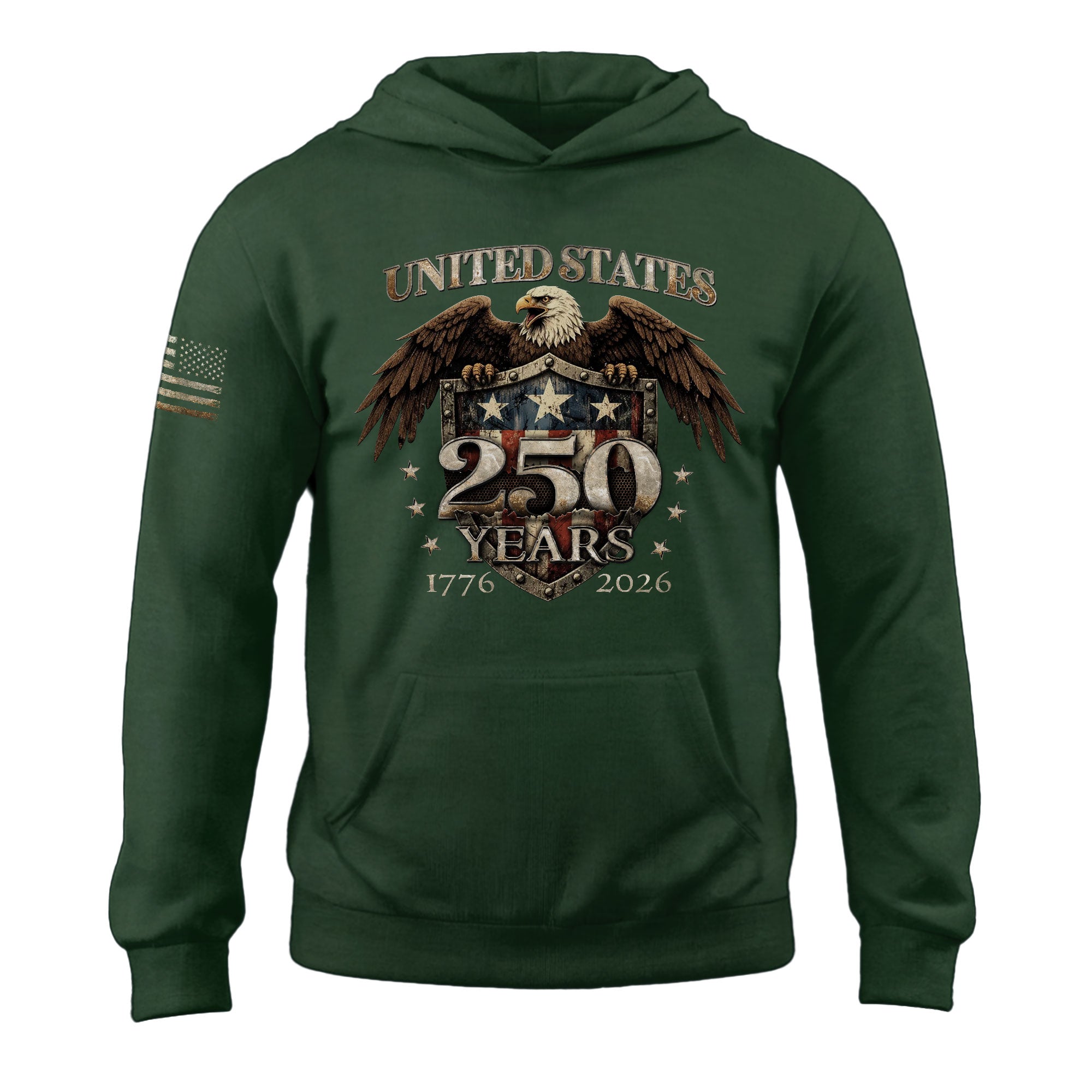 USA 250 Years Anniversary Hoodie 1776–2026, Vintage Patriotic American Flag Unisex Hoodie