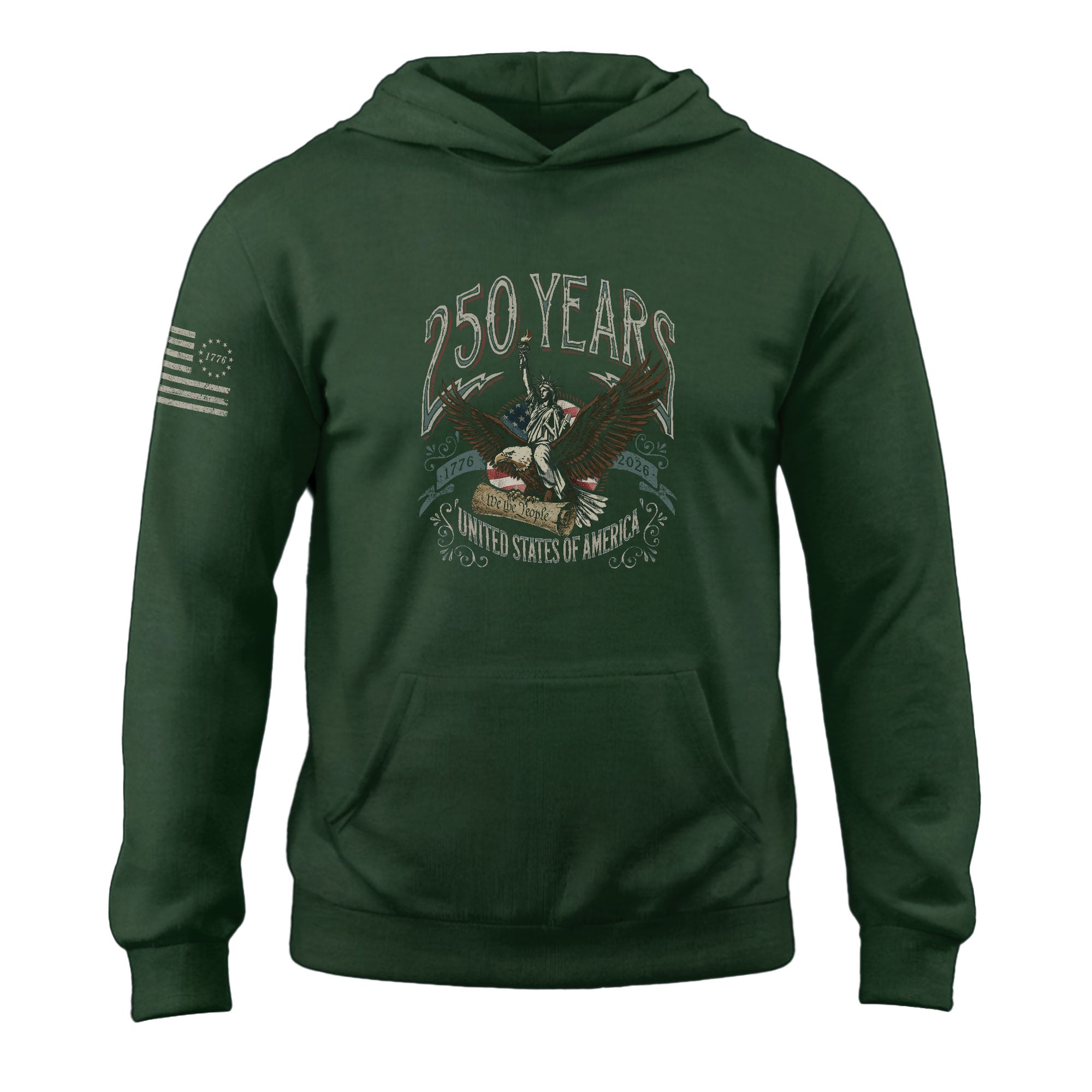 USA 250th Anniversary Hoodie 1776–2026, Patriotic Flaming Eagle Design Celebrating 250 Years