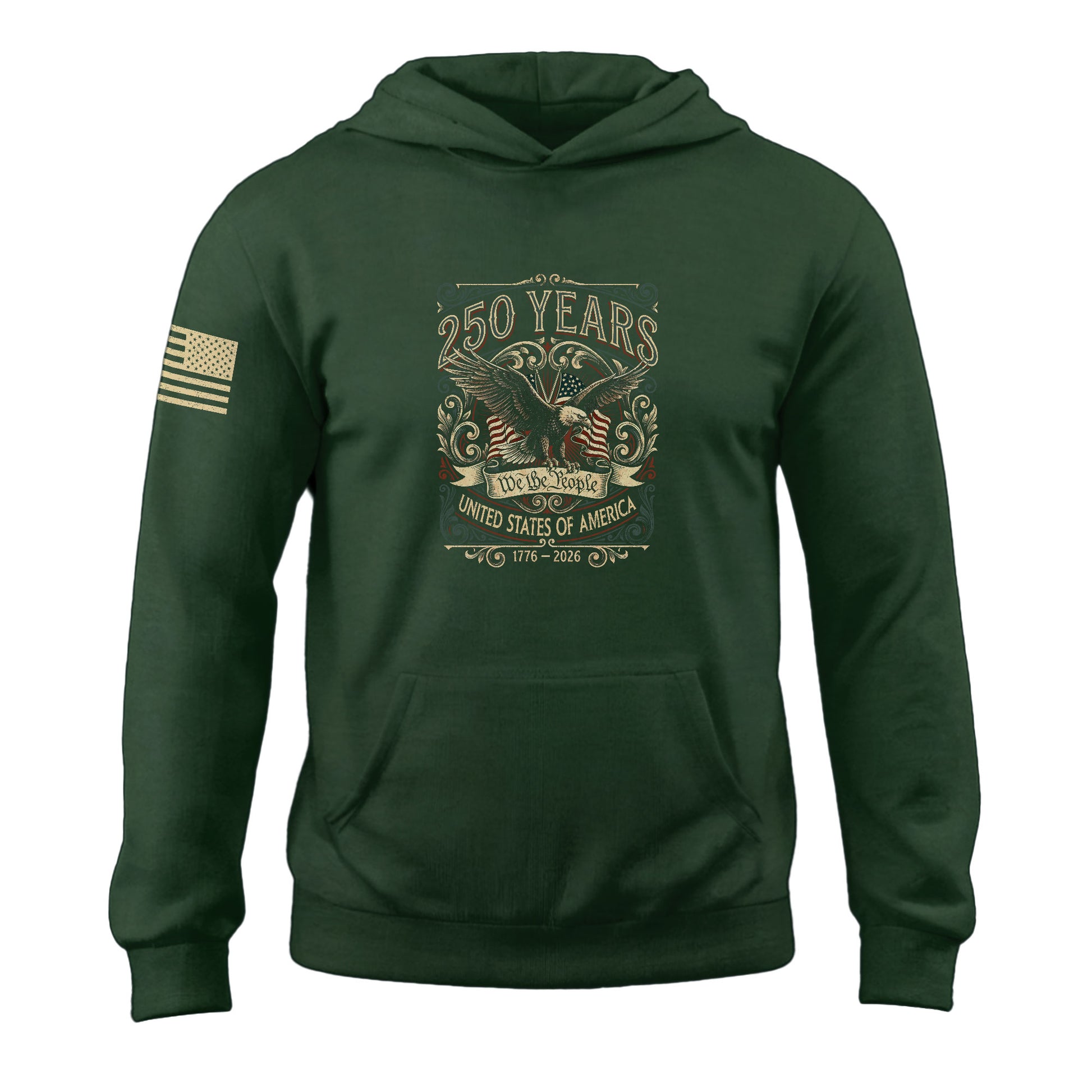 America 1776–2026 250 Years Anniversary Hoodie, Patriotic Eagle Symbol of Freedom and Pride - Rust Field Wear