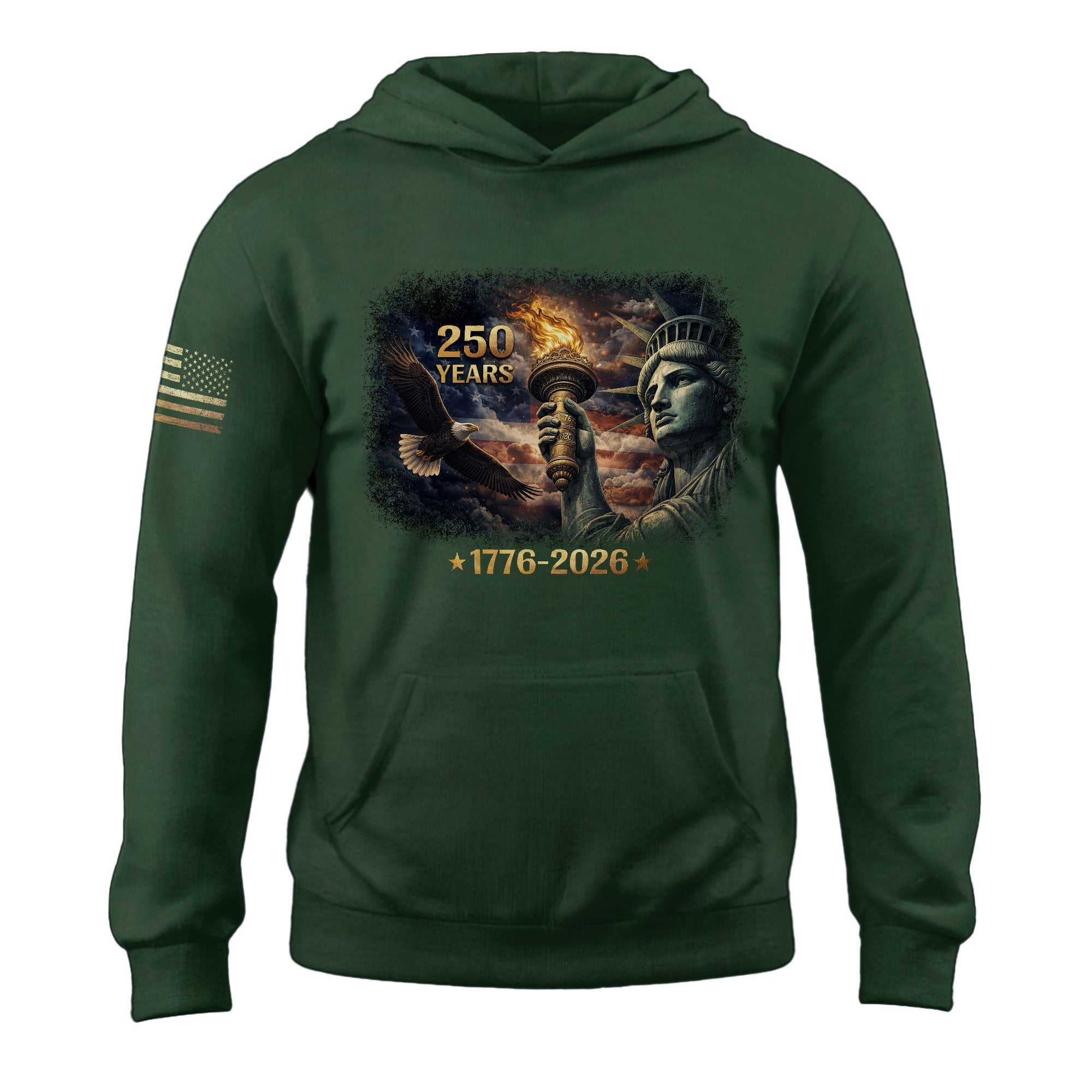 USA 250 Years of Liberty Hoodie 1776-2026 Statue of Liberty Torch Semiquincentennial Patriotic