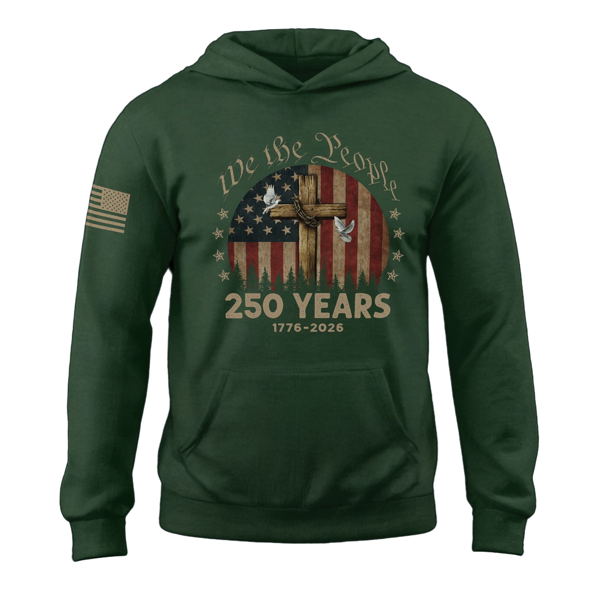 1776–2026 Patriotic Christian Hoodie USA 250 Year Freedom Celebration