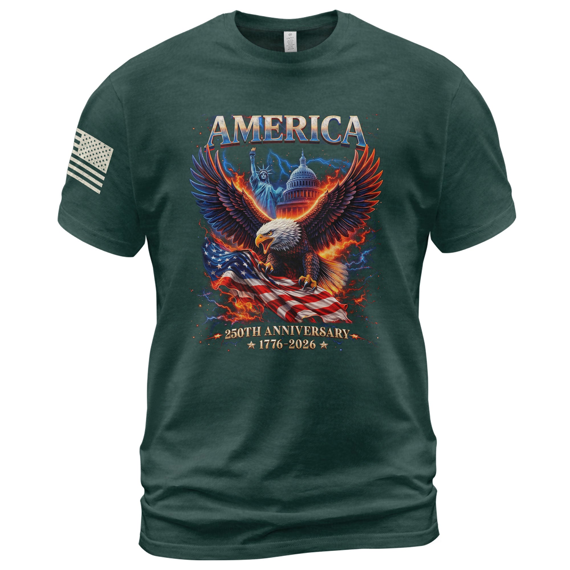 250 Year American Anniversary Shirt - Freedom Eagle Bootleg Graphic Tee