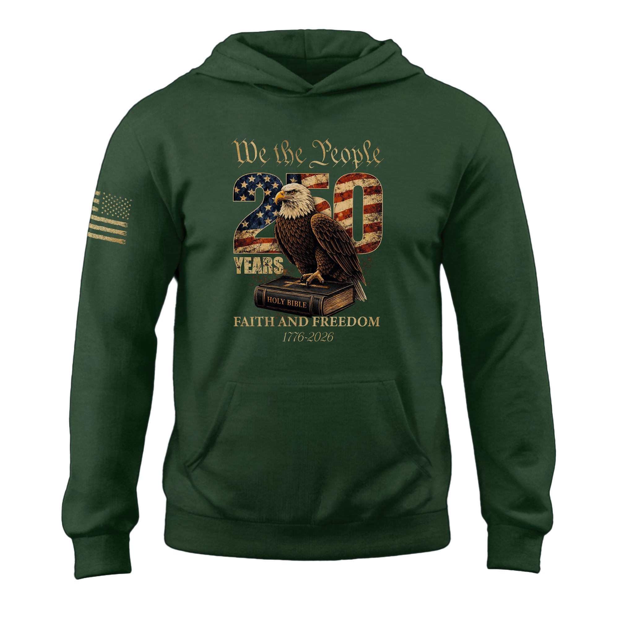 USA 250th Anniversary 1776-2026 Semiquincentennial Hoodie – We The People Faith and Freedom Patriotic Men’s Hoodie