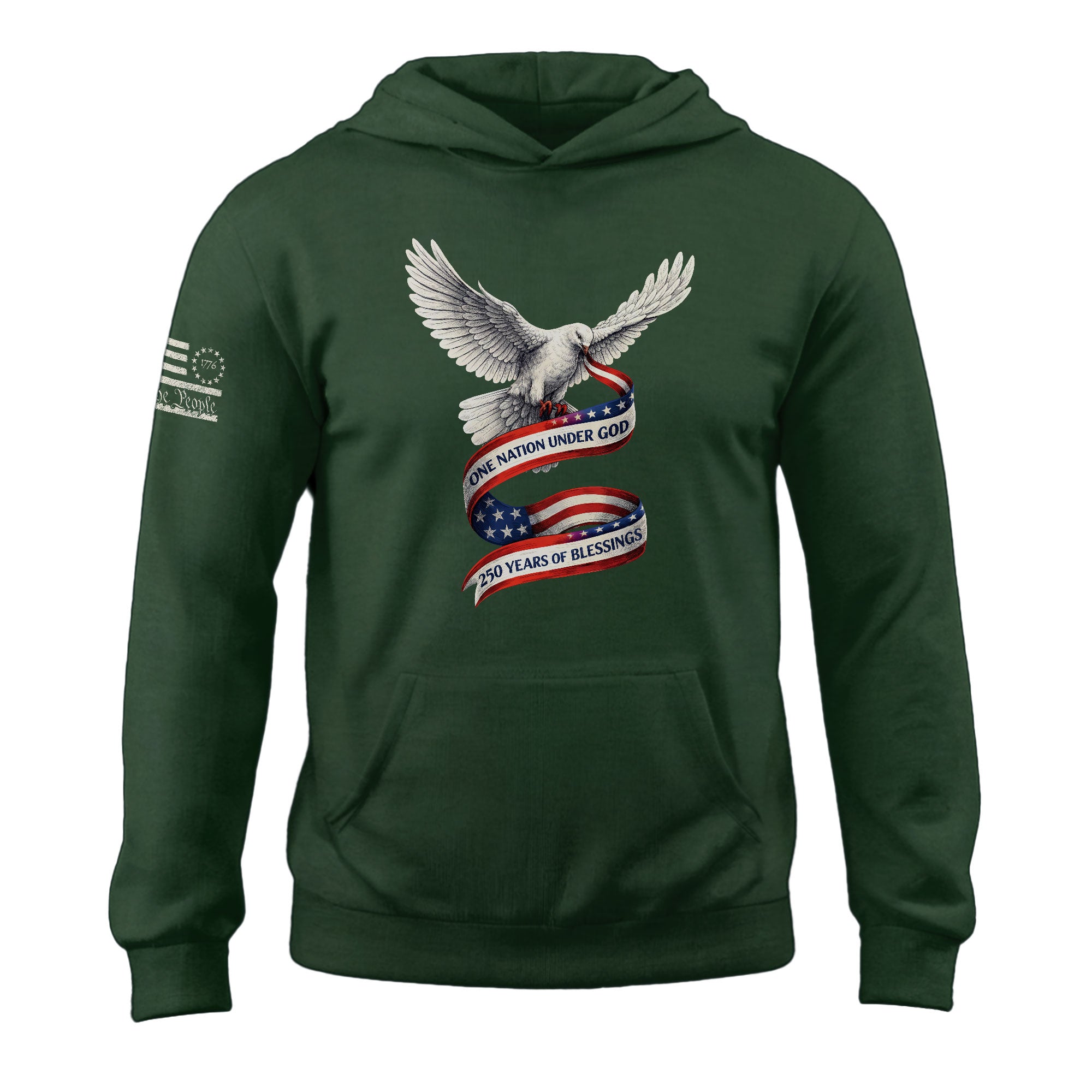 USA 250th Anniversary 1776-2026 Semiquincentennial Hoodie – One Nation Under God 250 Years of Blessings Dove Christian Apparel