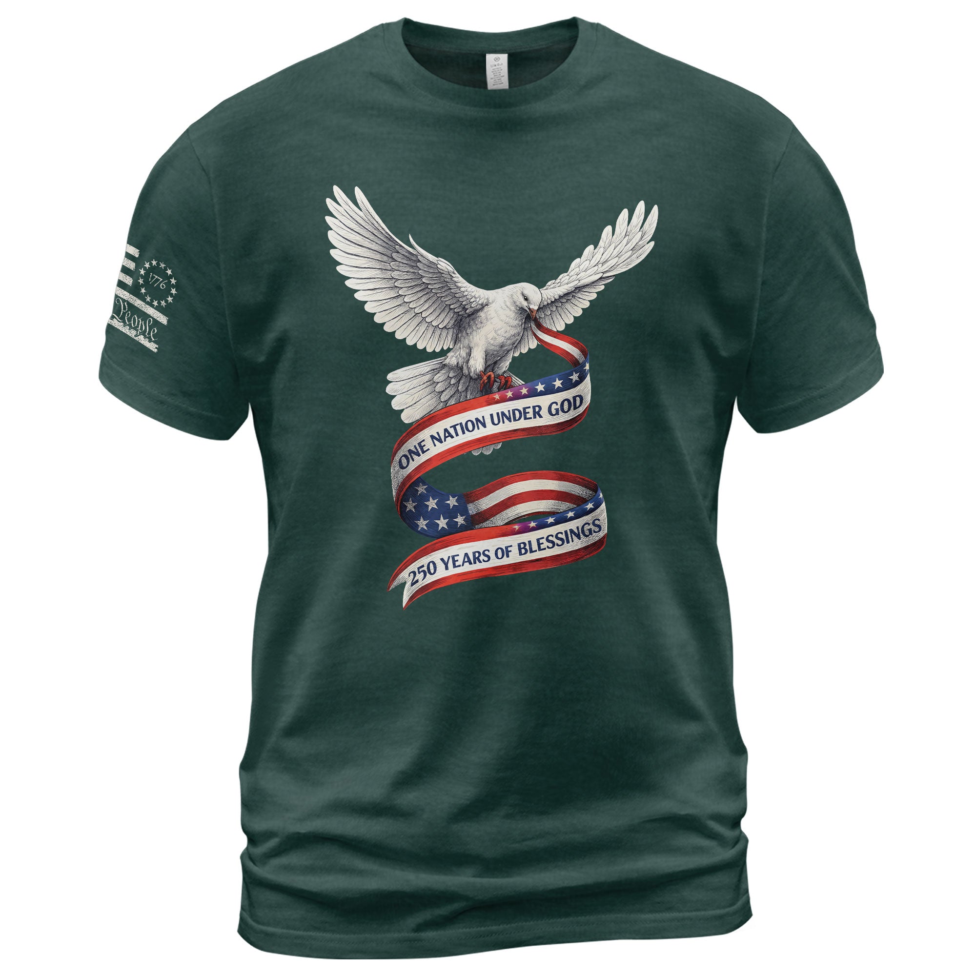 250 Years of Blessings One Nation Under God T-Shirt - Peace Dove Patriotic Graphic Tee