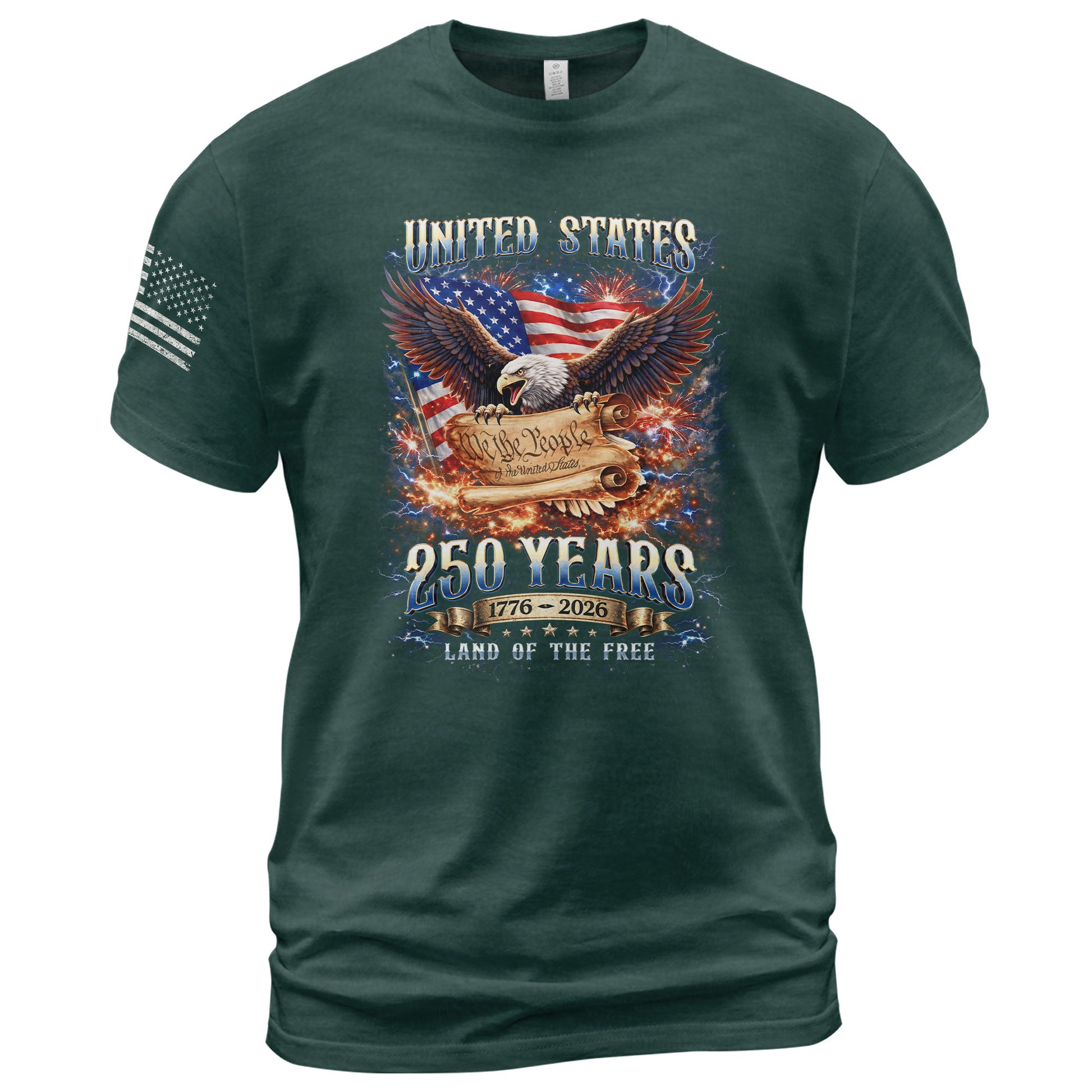 Vintage USA 250 Years Bootleg T-Shirt - 1776-2026 250th Anniversary Eagle Streetwear, Patriotic We The People Graphic Tee - Rust Field Wear