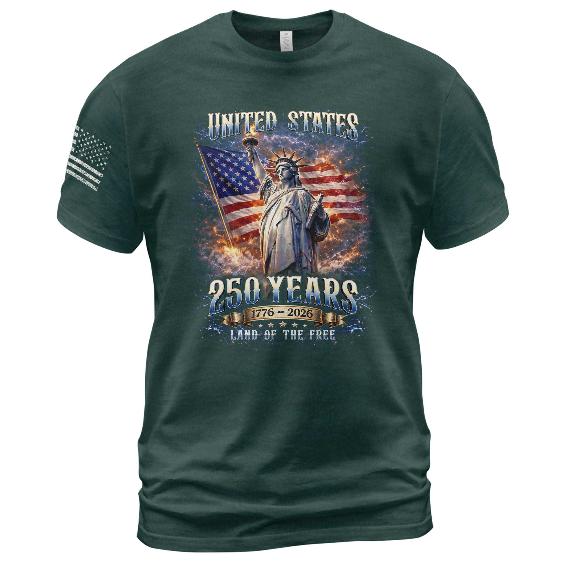 Statue of Liberty 250th Anniversary Bootleg Shirt - 1776-2026 USA 250 Years Tee, Retro Patriotic Lightning Graphic Apparel - Rust Field Wear