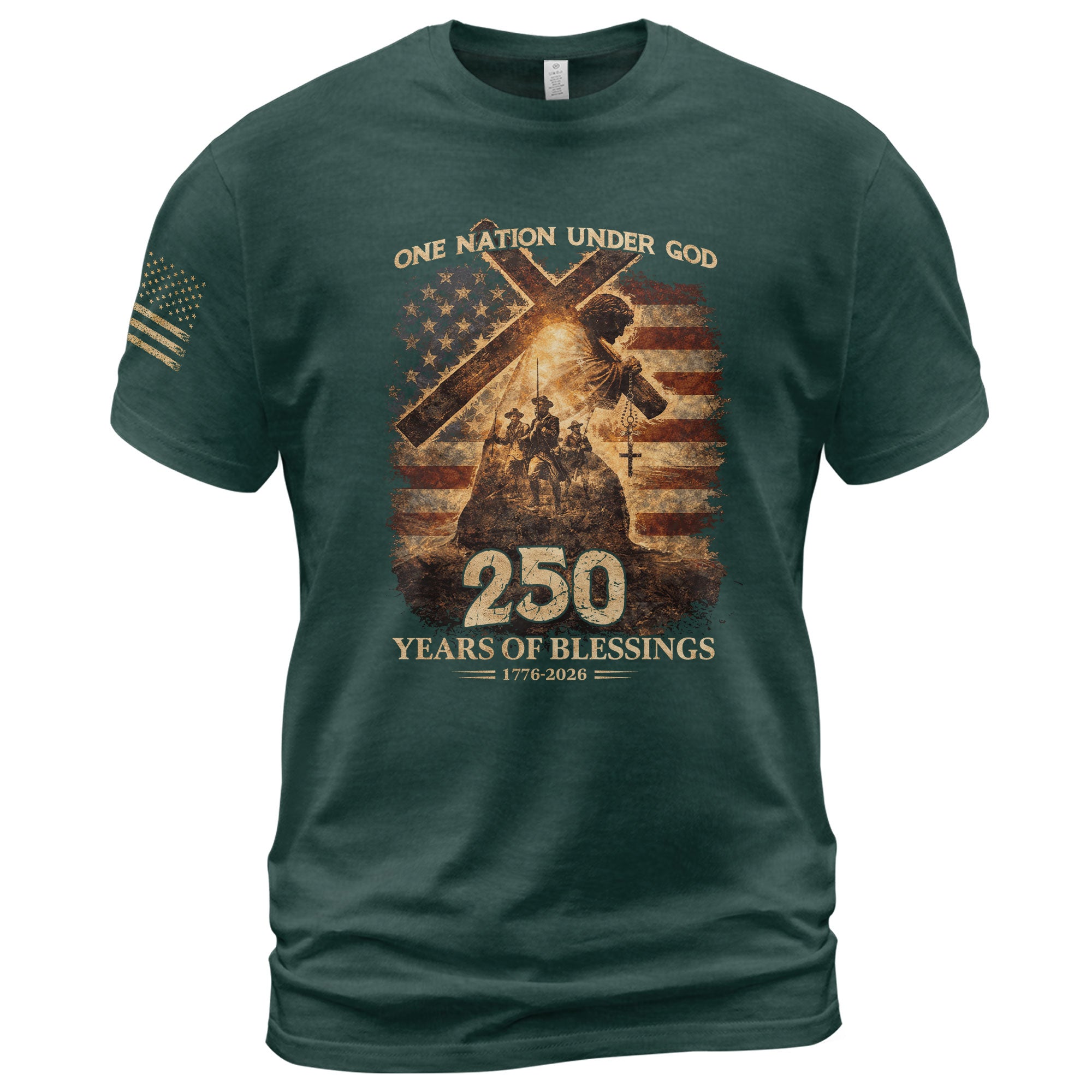 USA 250th Anniversary Shirt – 1776-2026 One Nation Under God 250 Years of Blessings Patriotic Christian Tee
