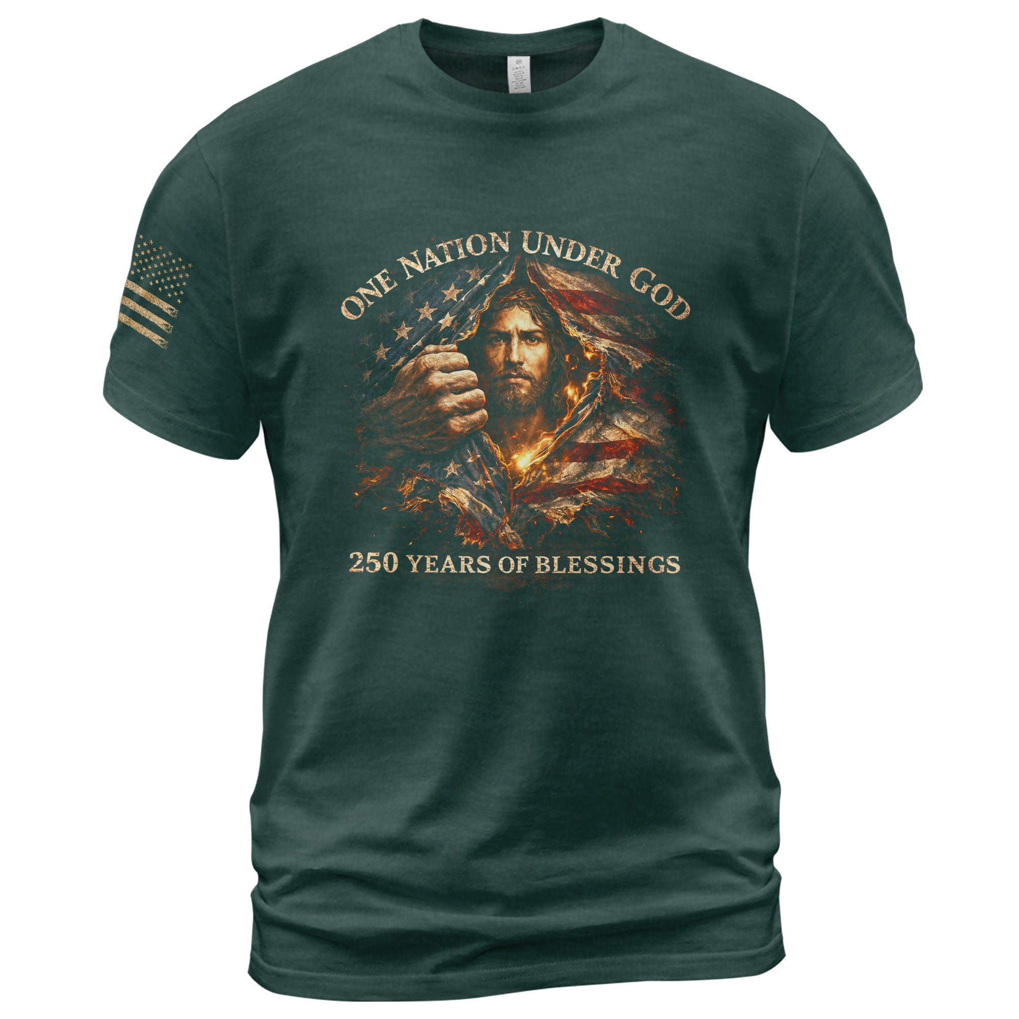 USA 250th Anniversary 1776-2026 Semiquincentennial Flag Shirt – One Nation Under God Jesus 250 Years Patriotic Christian Tee
