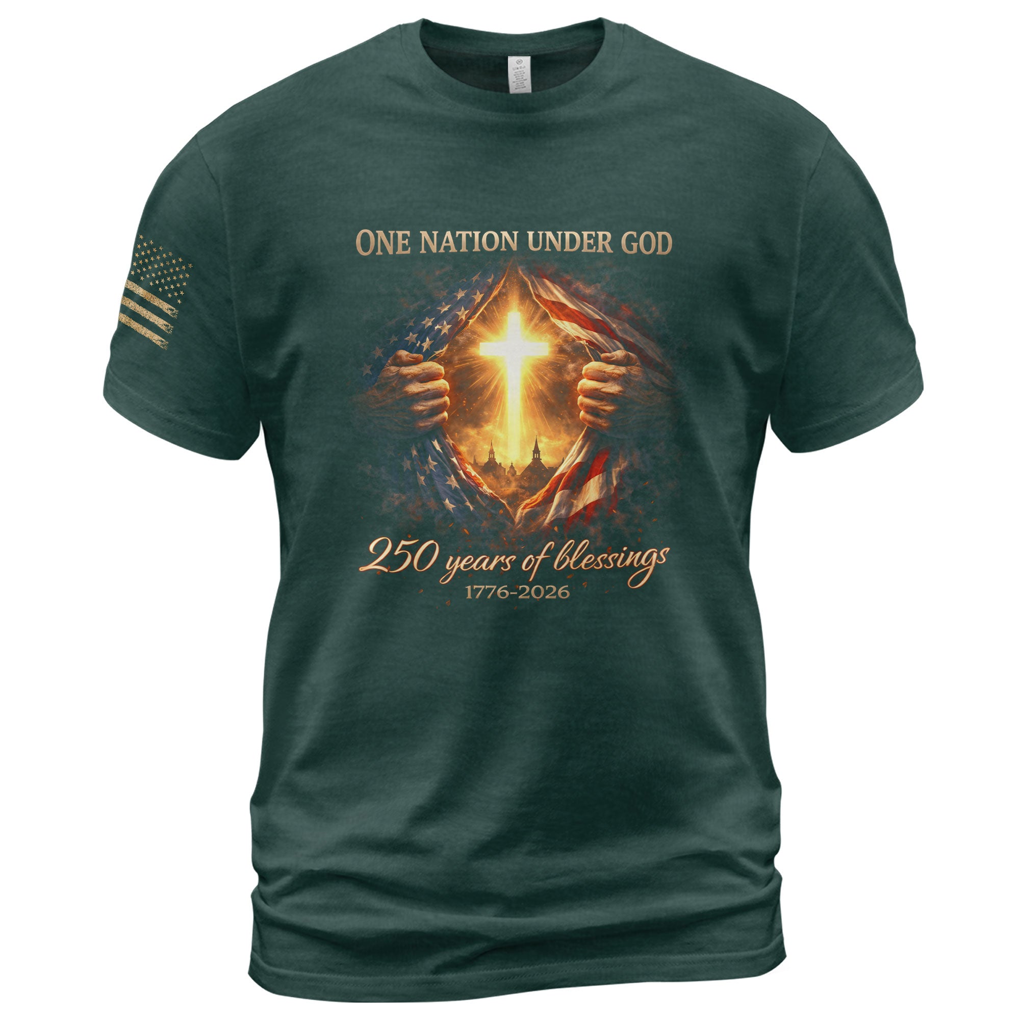 America 250th Anniversary Christian Cross Shirt – 1776-2026 One Nation Under God 250 Years of Blessings Tee
