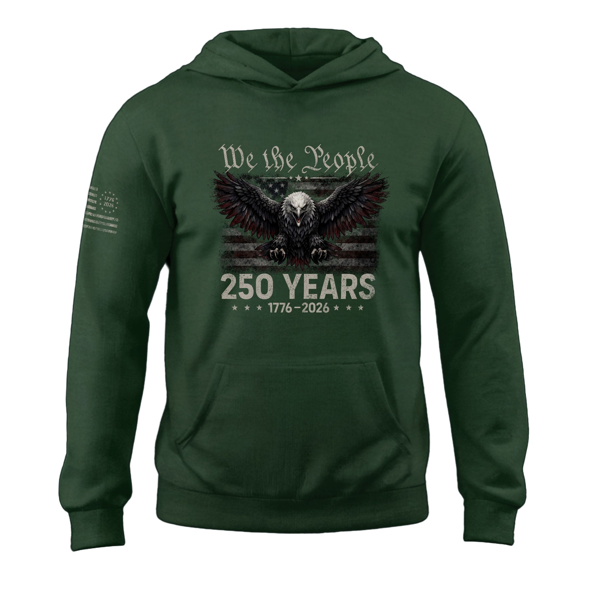 Semiquincentennial America 250th Anniversary We The People Hoodie - Vintage Patriotic Flag & Eagle Design