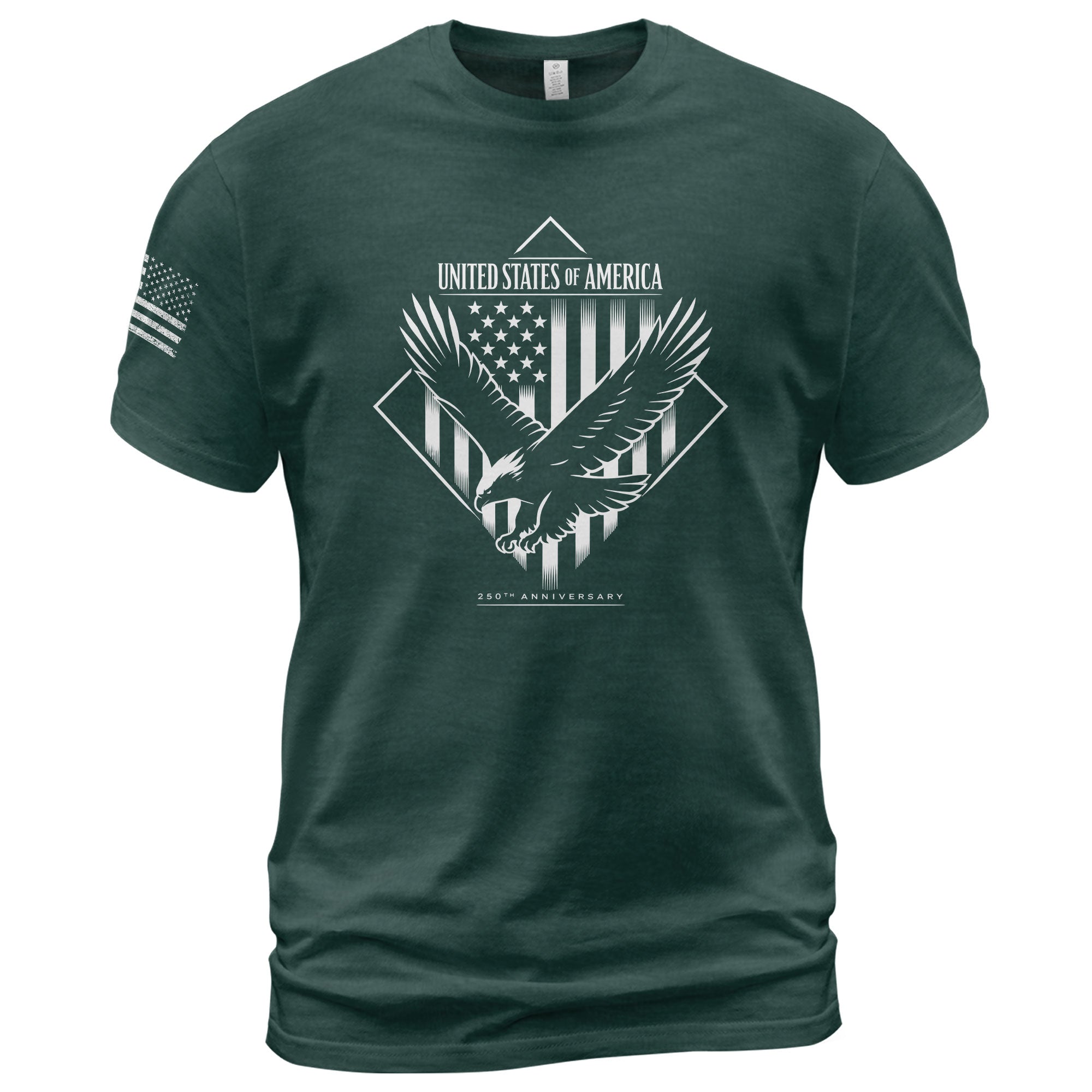 America 250th Anniversary T-Shirt - White Eagle & Flag Semiquincentennial Minimalist Men's Tee