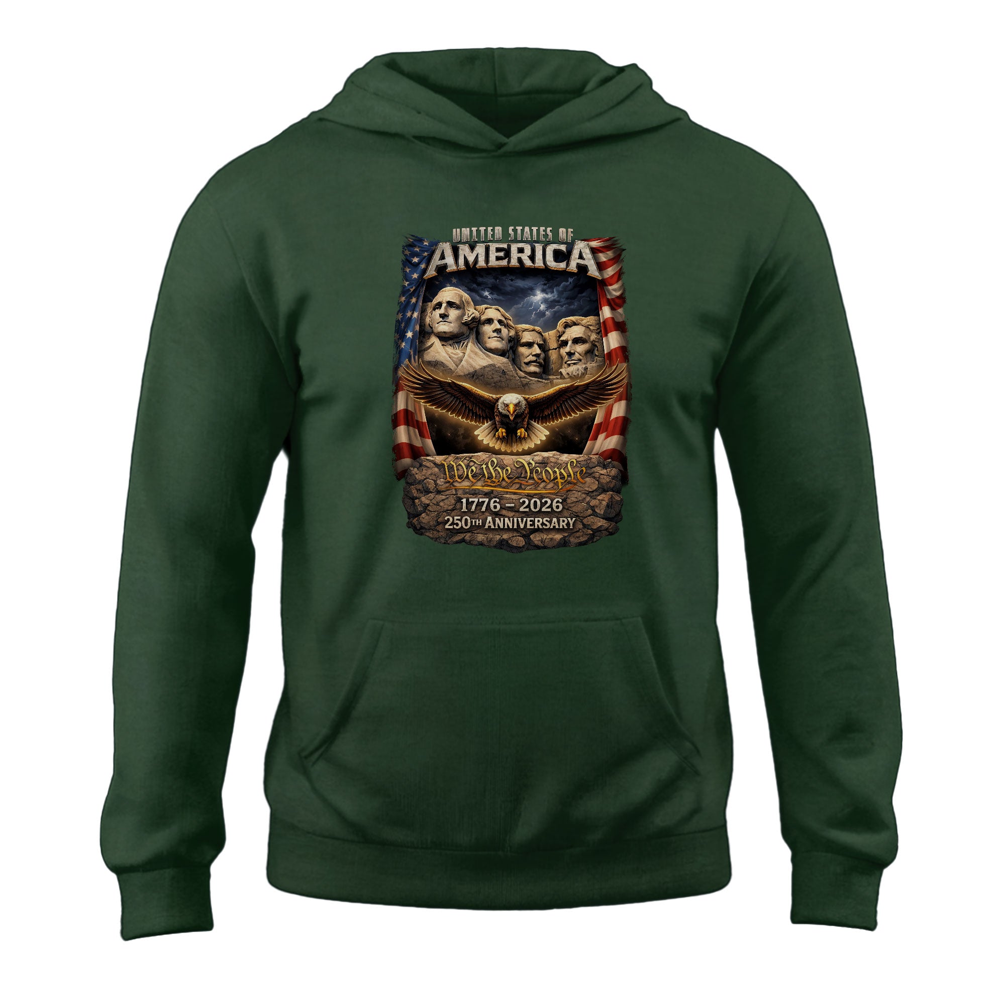 America 250th Anniversary Hoodie 1776-2026 – Classic Vintage Bootleg Mount Rushmore Eagle Flag Apparel