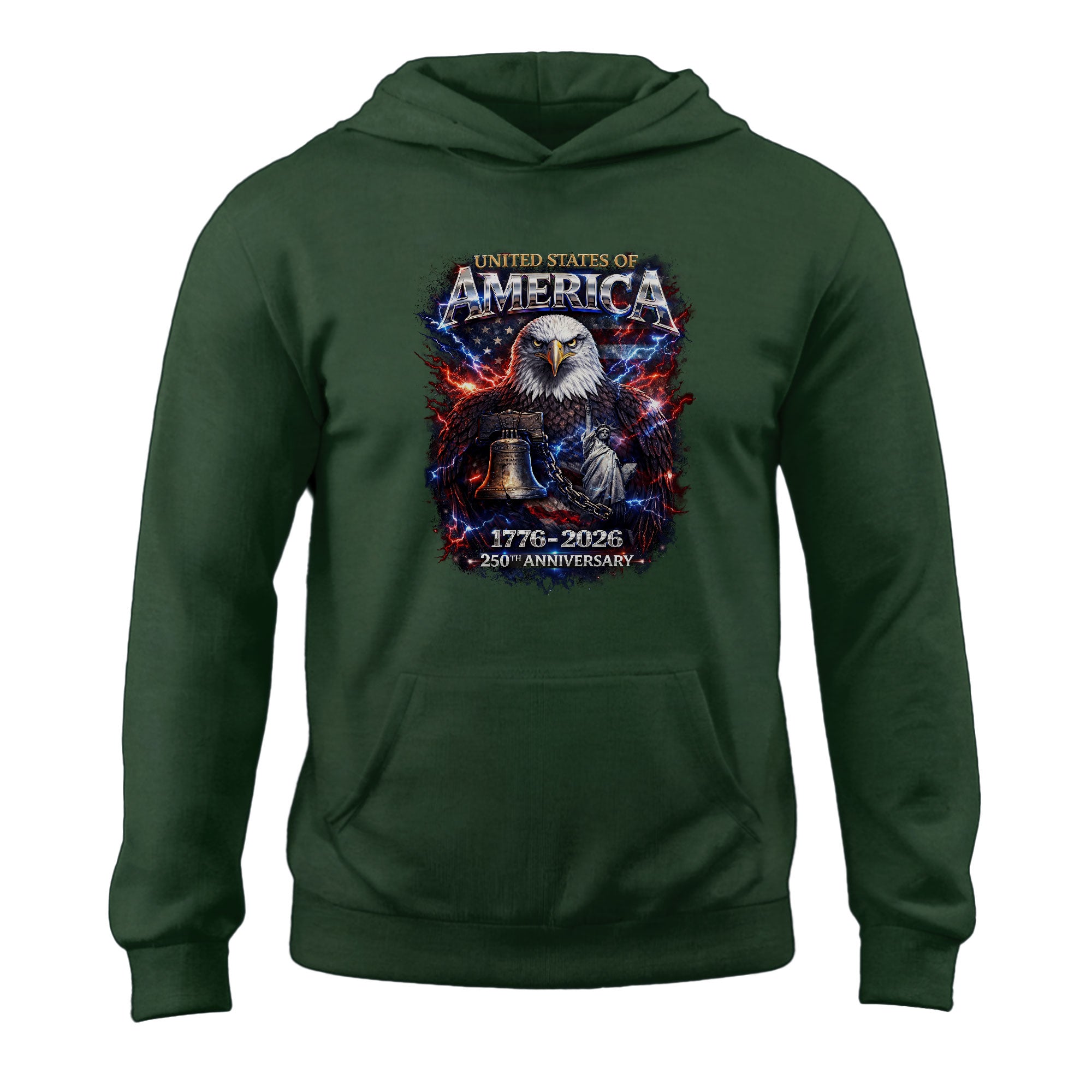 United States 250th Anniversary Hoodie 1776-2026 – Vintage Bootleg Eagle & Liberty Bell Streetwear