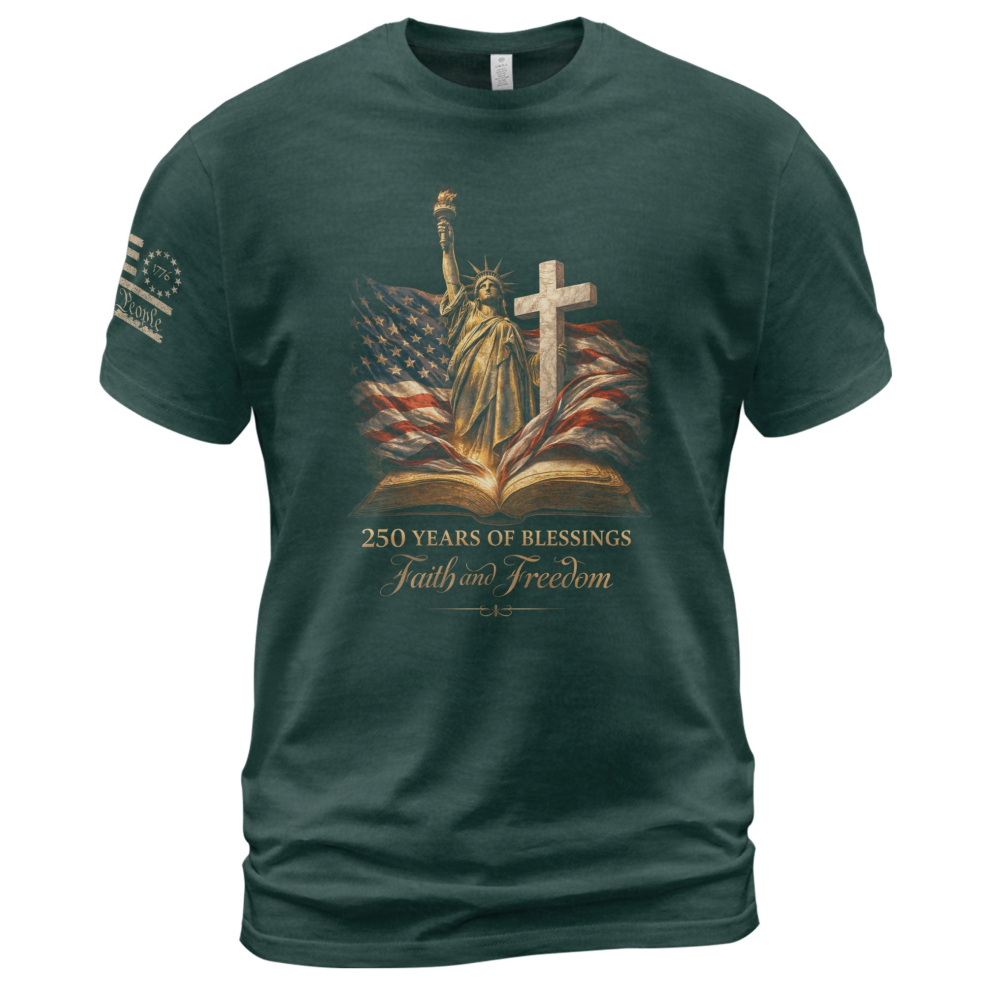 USA Semiquincentennial 250 Years of Blessings Faith and Freedom 1776–2026 Christian Patriotic T-Shirt