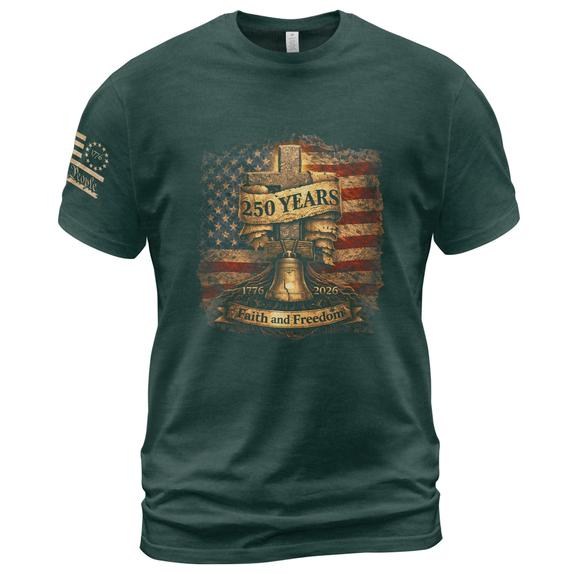 America 250th Anniversary T-Shirt - 1776-2026 Faith and Freedom, Patriotic USA 250 Years Birthday Tee