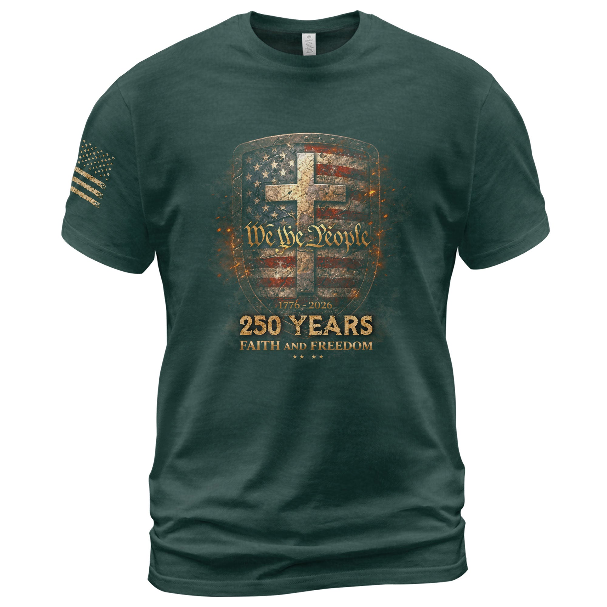 America 250th Anniversary T-Shirt - 1776-2026 We the People Shield Tee, 250 Years Faith and Freedom Patriotic Shirt