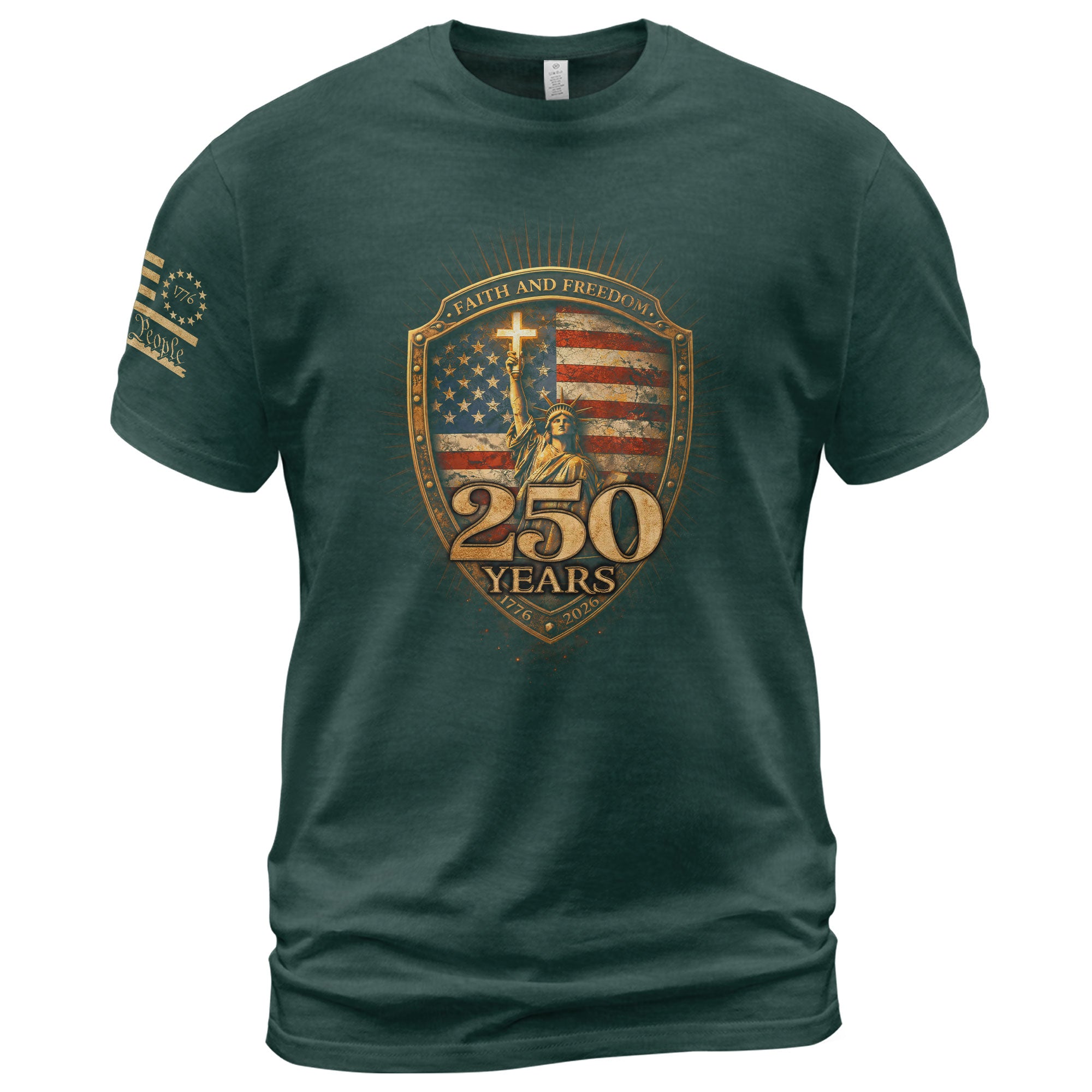 America 250th Anniversary T-Shirt - Statue of Liberty Faith and Freedom Tee, 1776-2026 250 Years Patriotic Men's Shirt