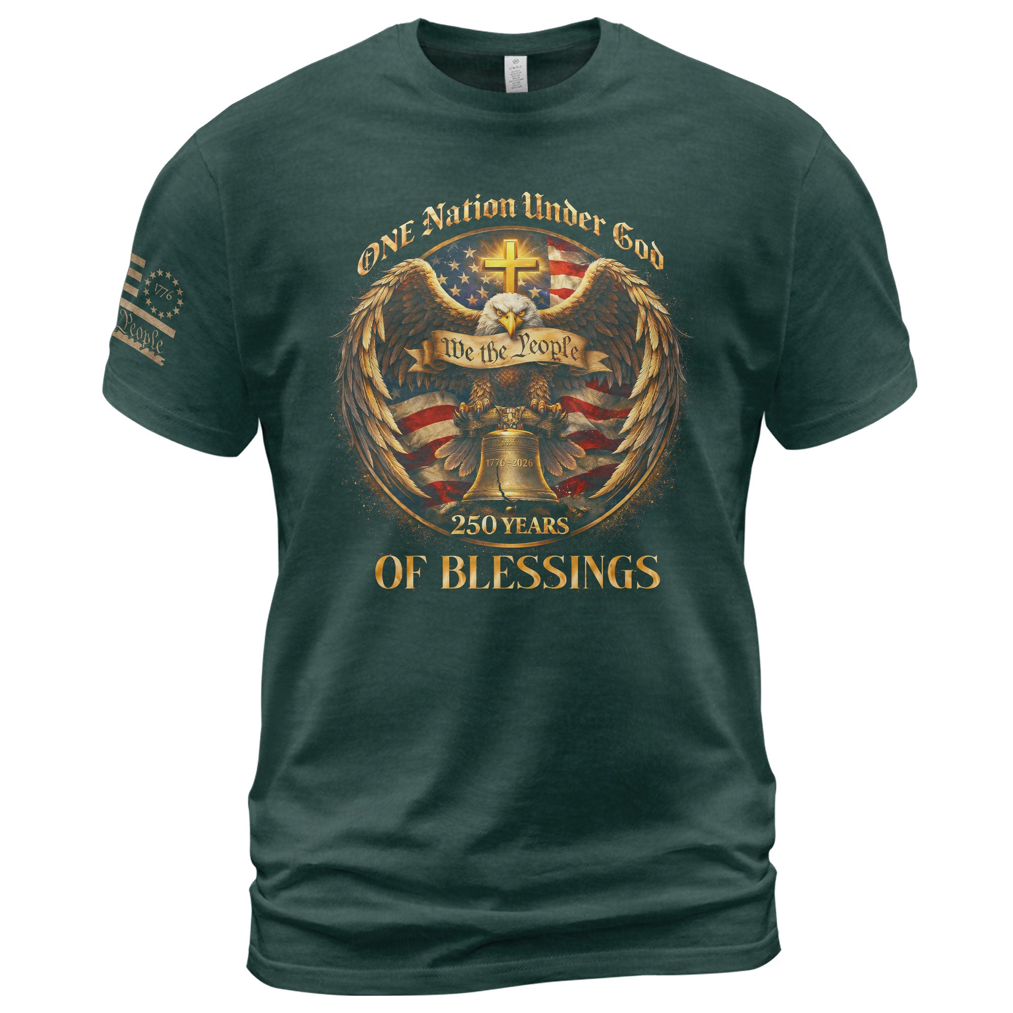 America 250th Anniversary 1776-2026 Semiquincentennial T-Shirt – One Nation Under God We The People Eagle 250 Years of Blessings USA Pride Tee