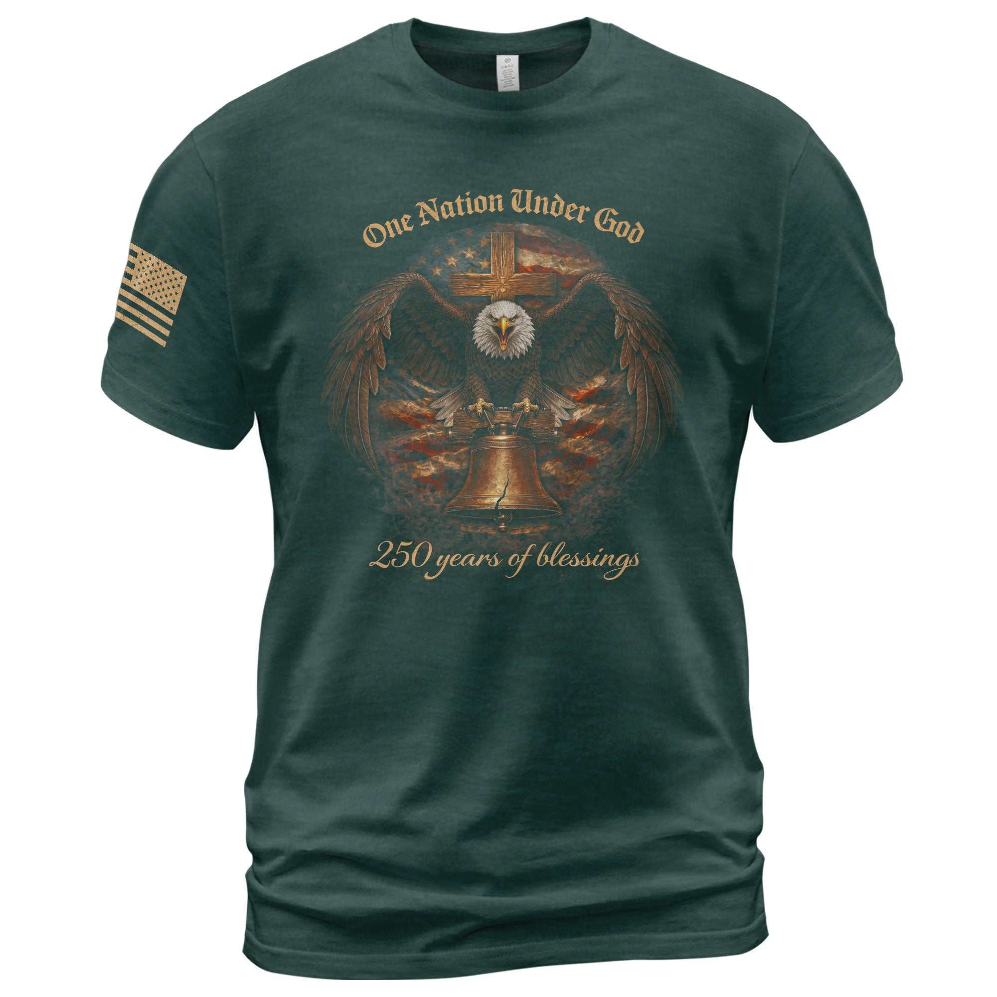 America 250th Anniversary T-Shirt 1776-2026 – 250 Years of Blessings Eagle & Liberty Bell One Nation Under God Tee